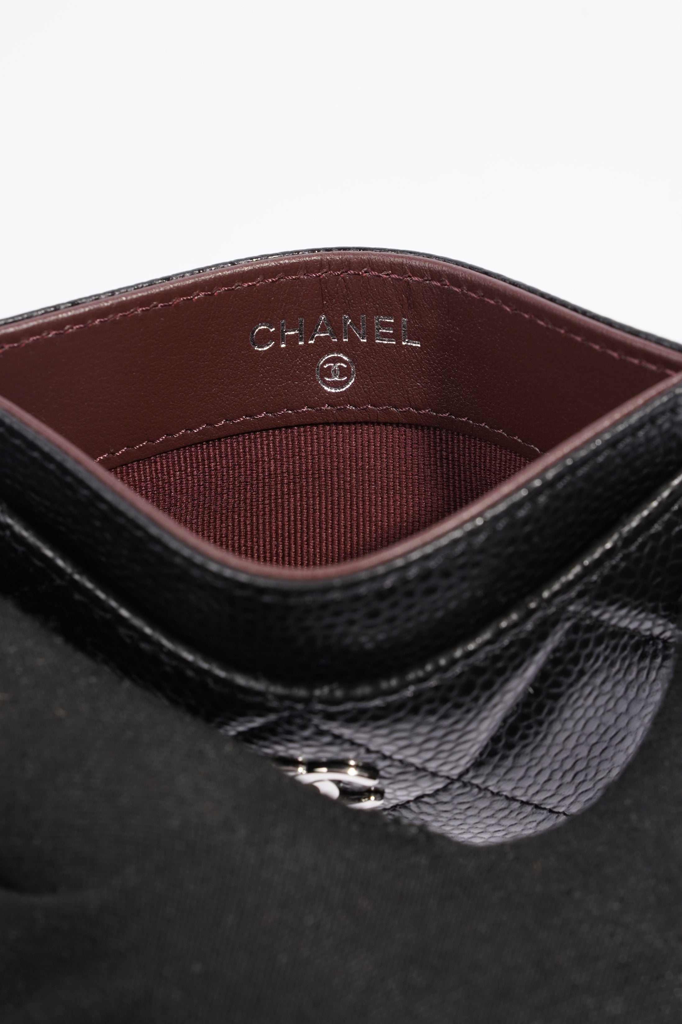 Chanel Womens Card Holder Black Caviar