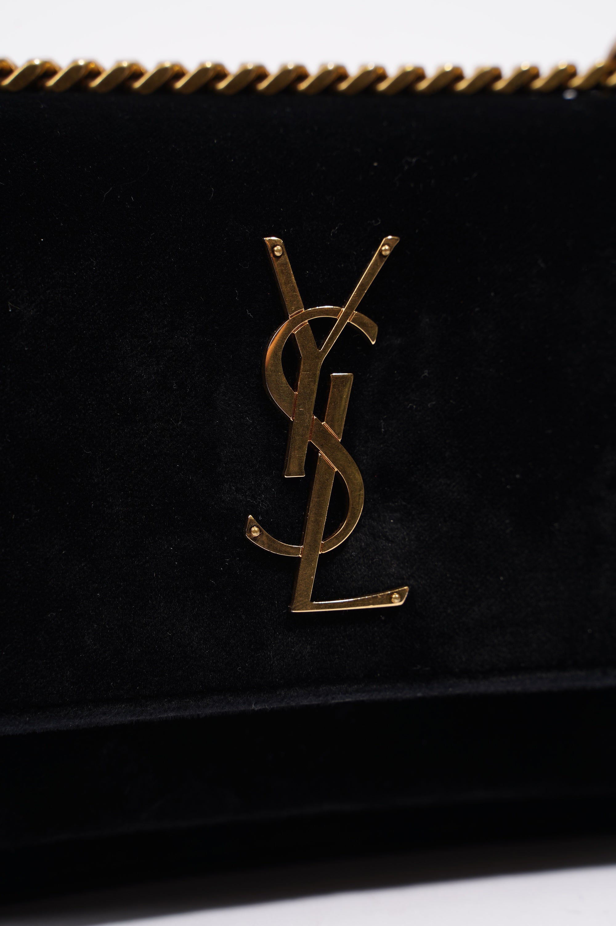 Saint Laurent Womens Sunset Black Velvet Small