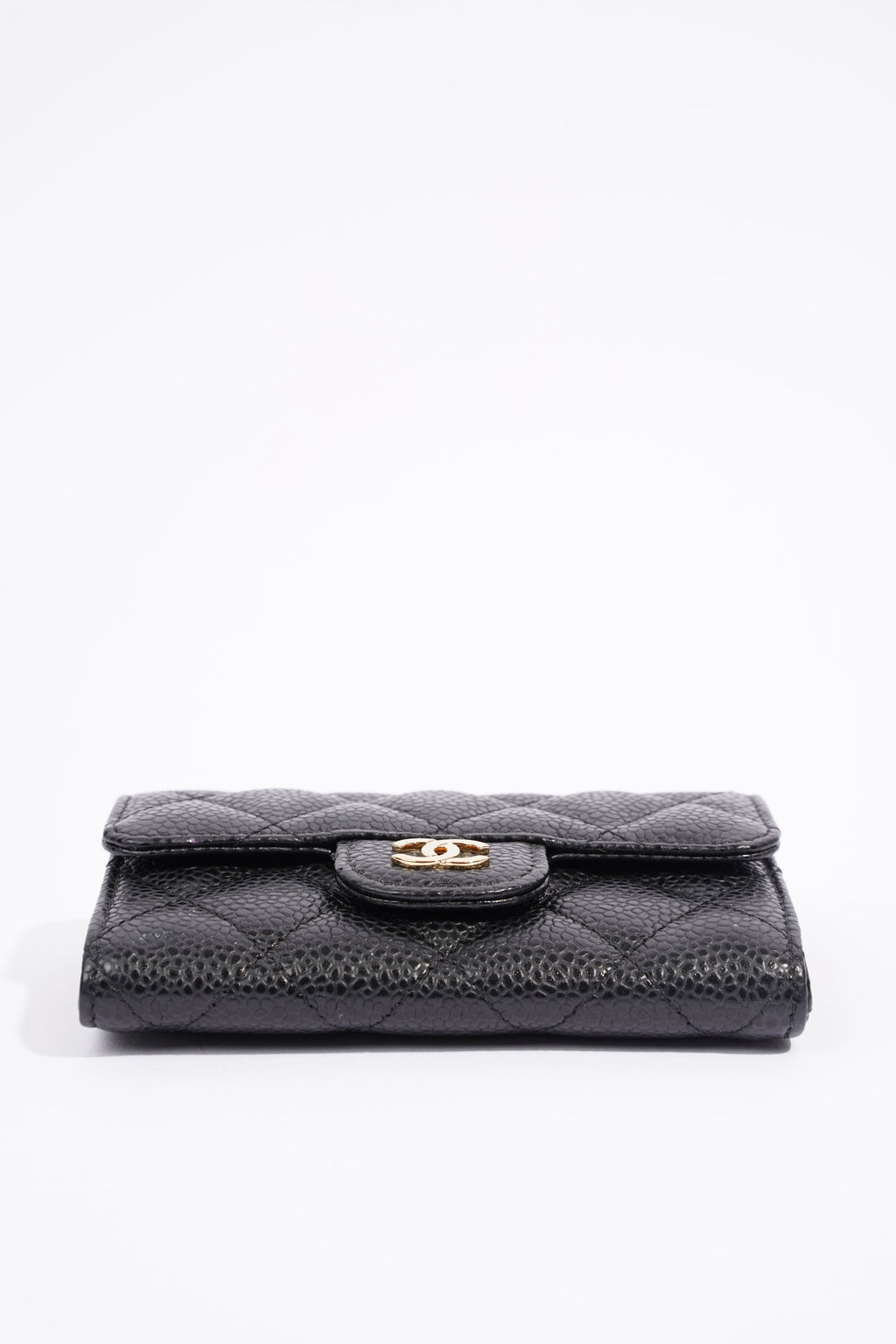 Chanel Womens Card Holder Black Caviar Leather