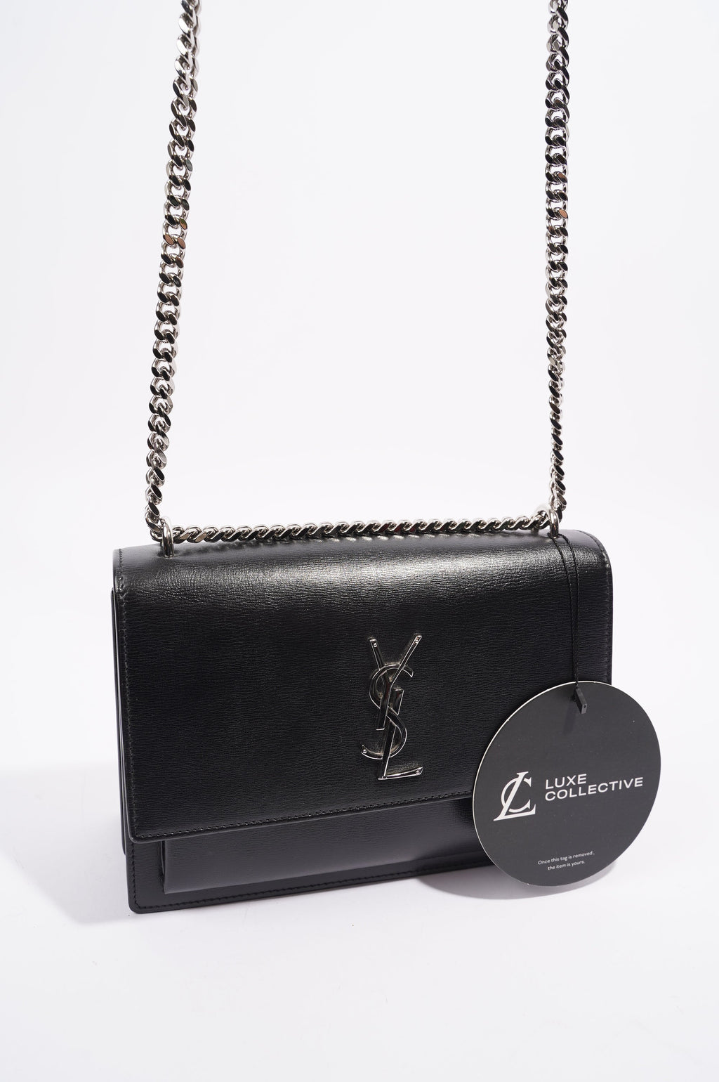 Saint Laurent Womens Sunset Chain Bag Black / Silver Medium