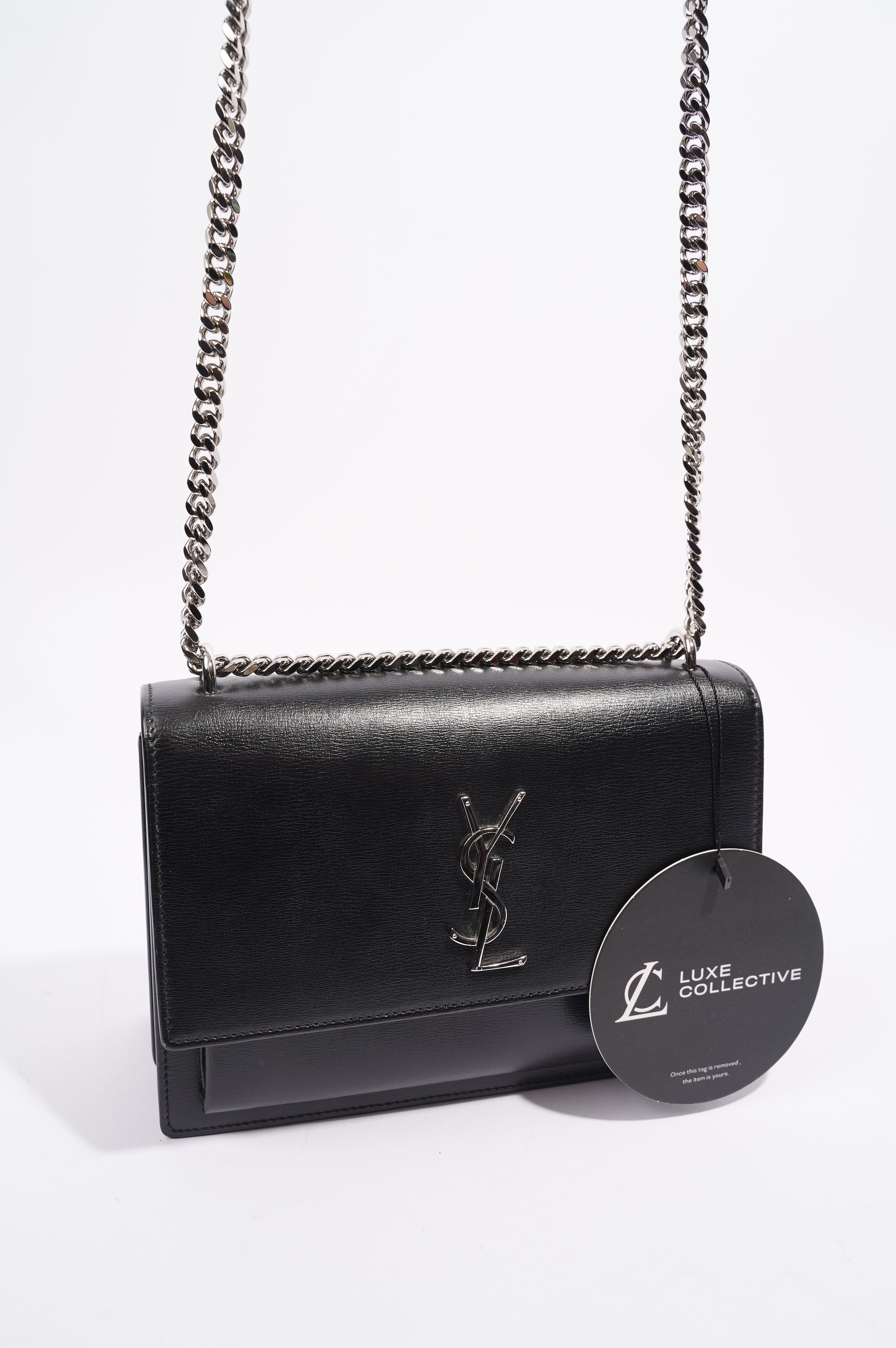 Saint Laurent Womens Sunset Chain Bag Black / Silver Medium