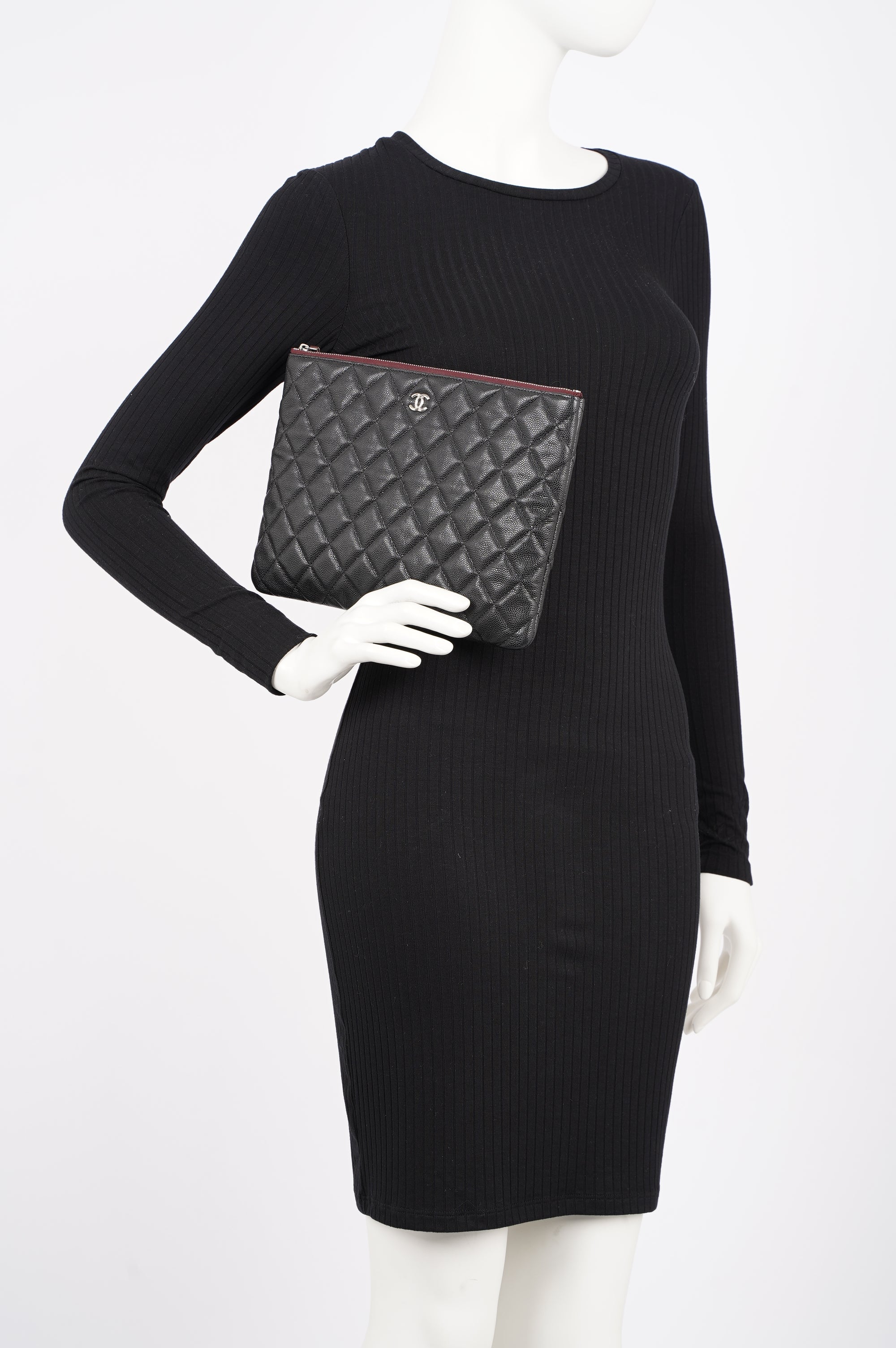 Chanel Womens Classic Pouch Black Caviar