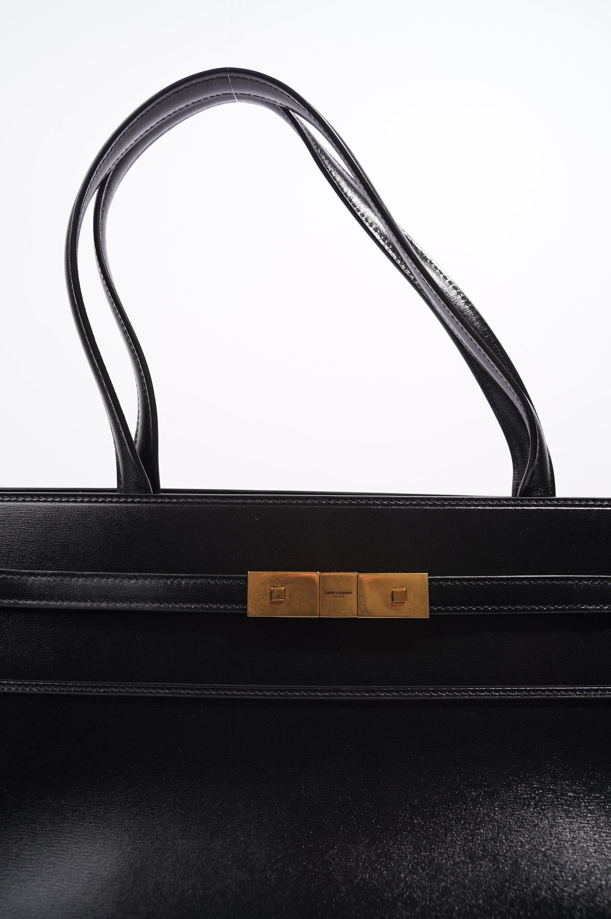 Saint Laurent Womens Manhattan Shopping Bag Black Gold Medium