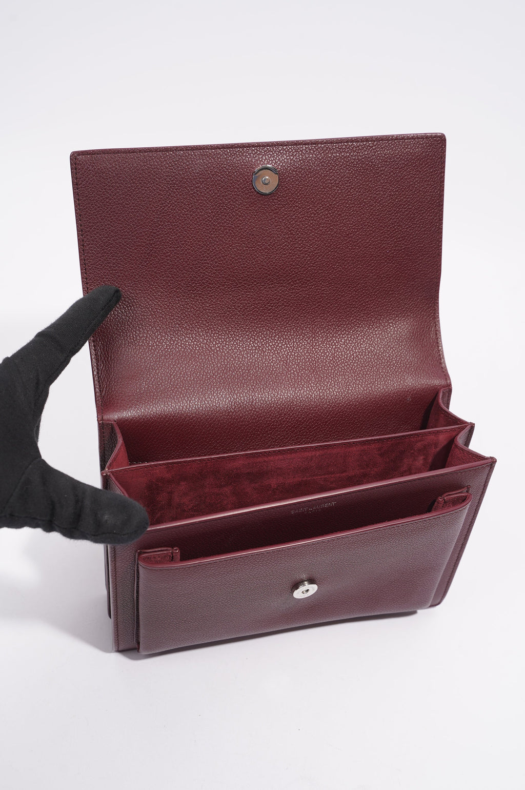 Saint Laurent Womens Sunset Burgundy Leather Medium