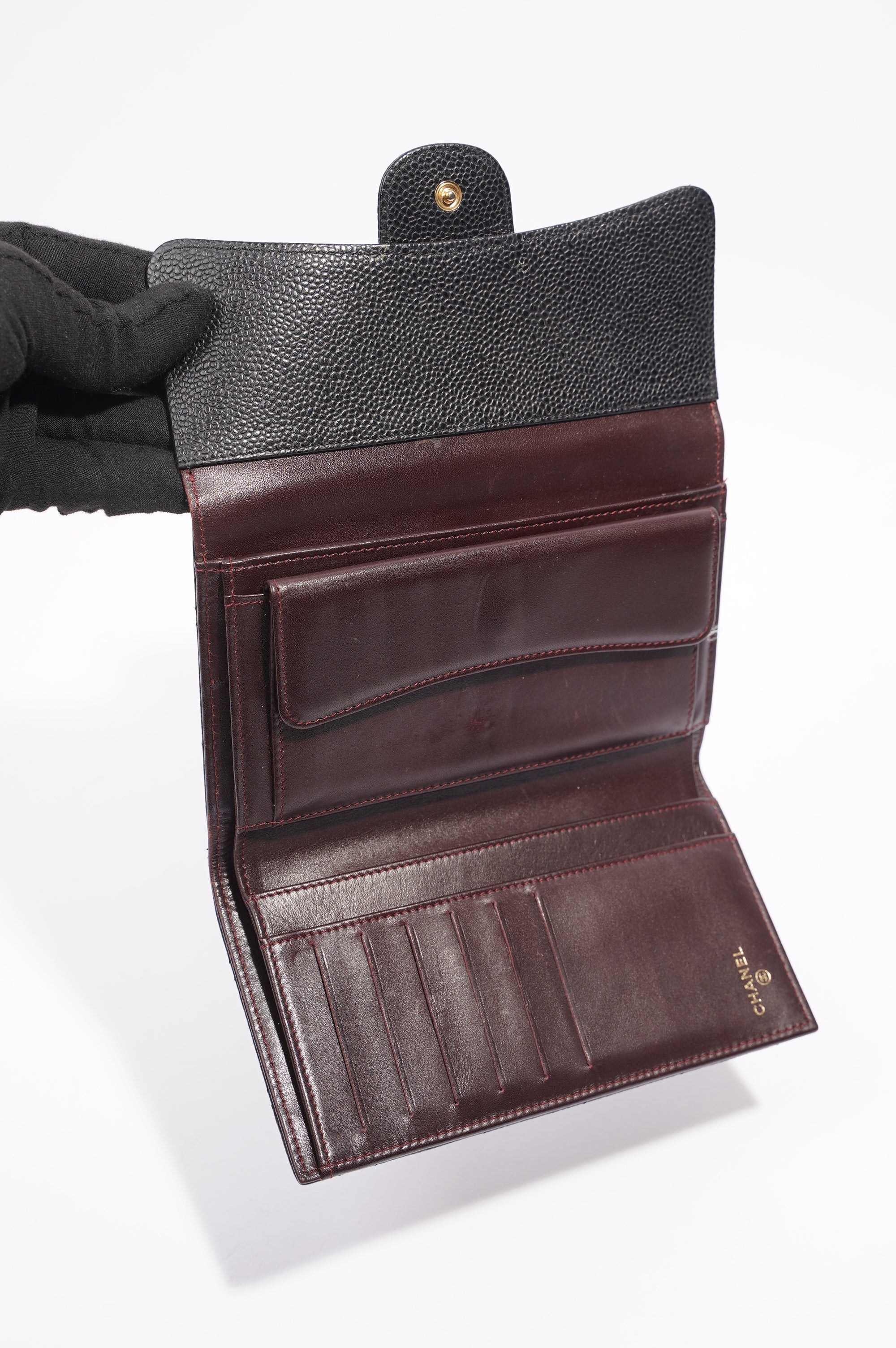 Chanel Quilted Classic Flap Wallet Black Caviar Leather