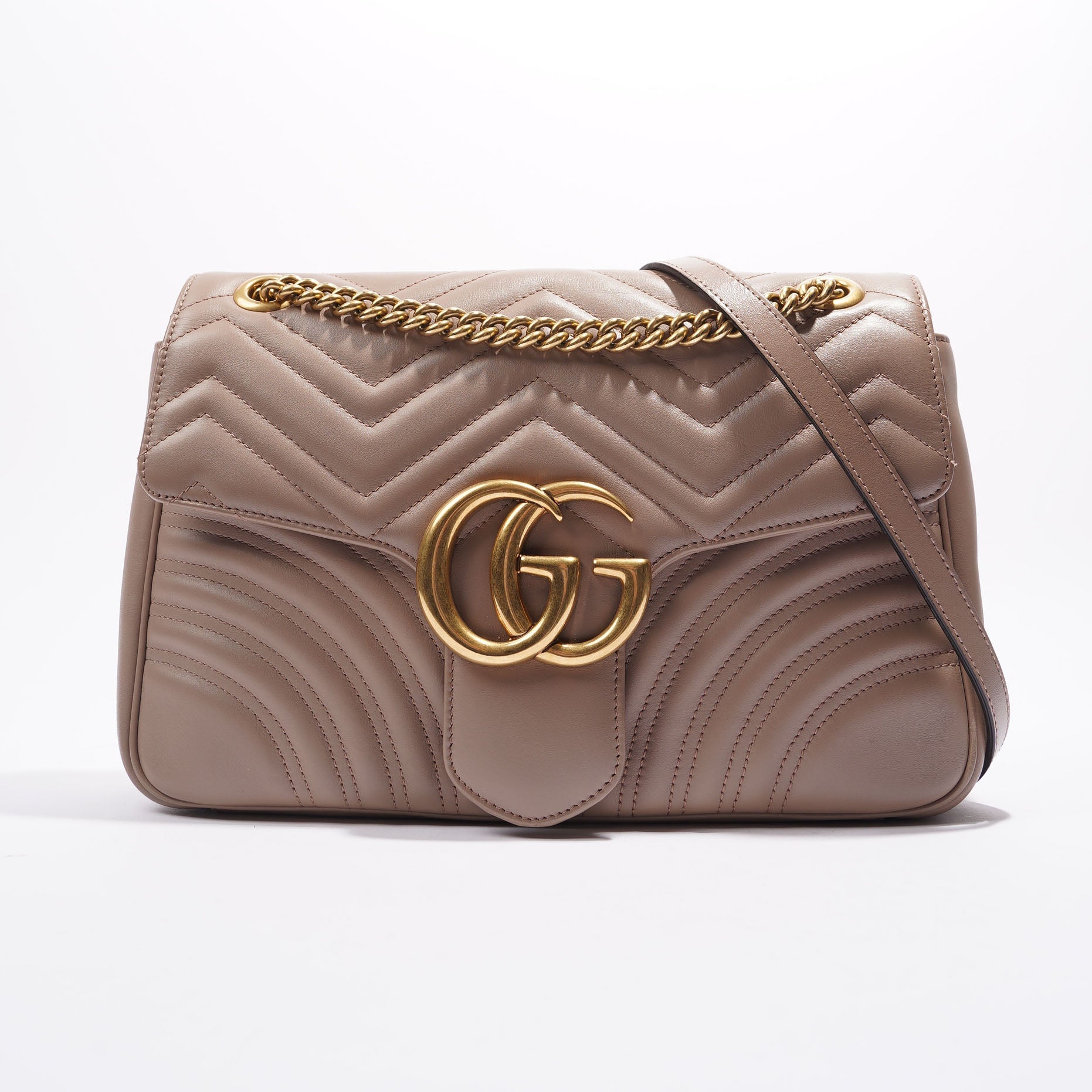 Gucci Womens Marmont Flap Nude Medium