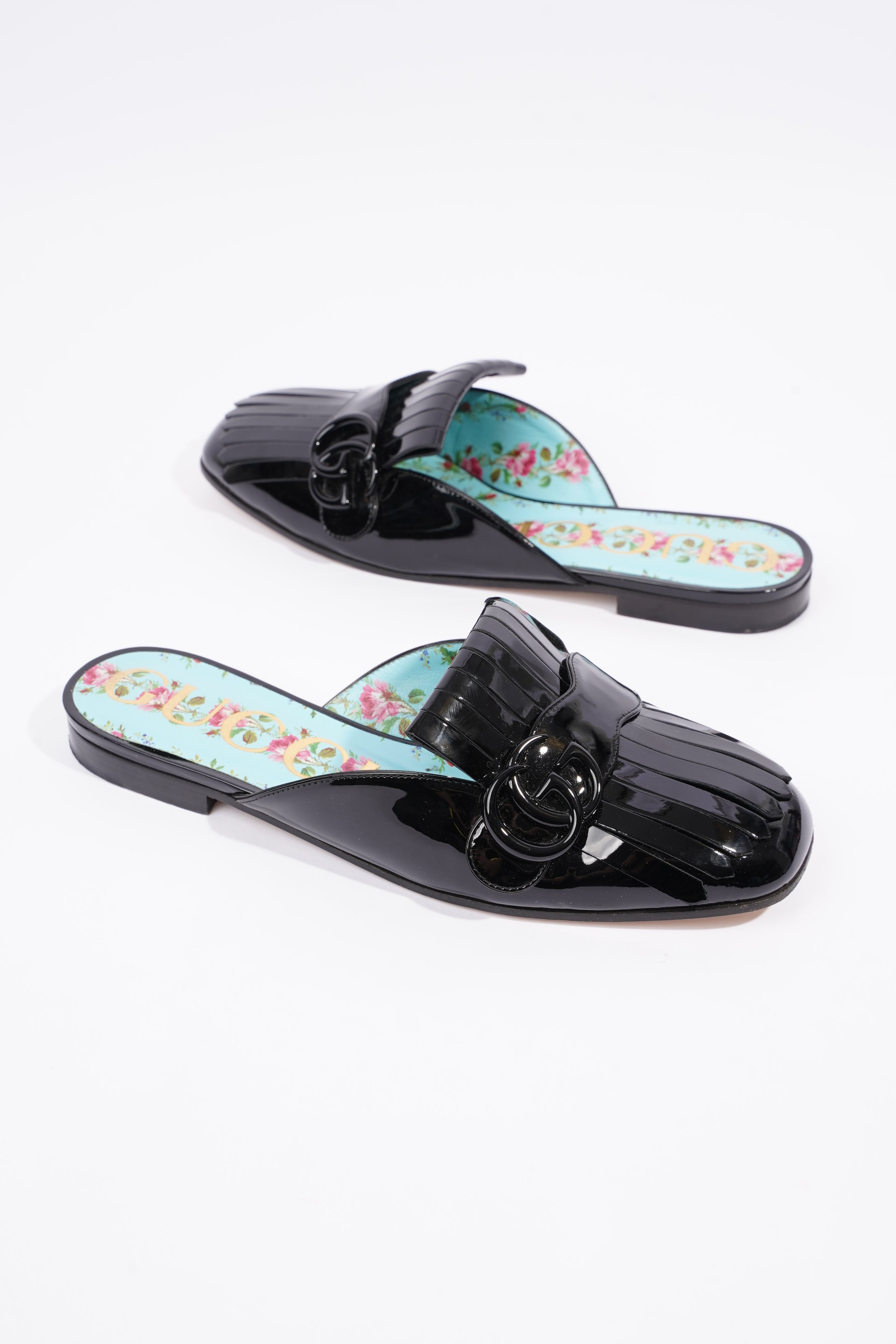 Gucci Womens Vernis Leather Sandal Black EU 37.5 / UK 4.5