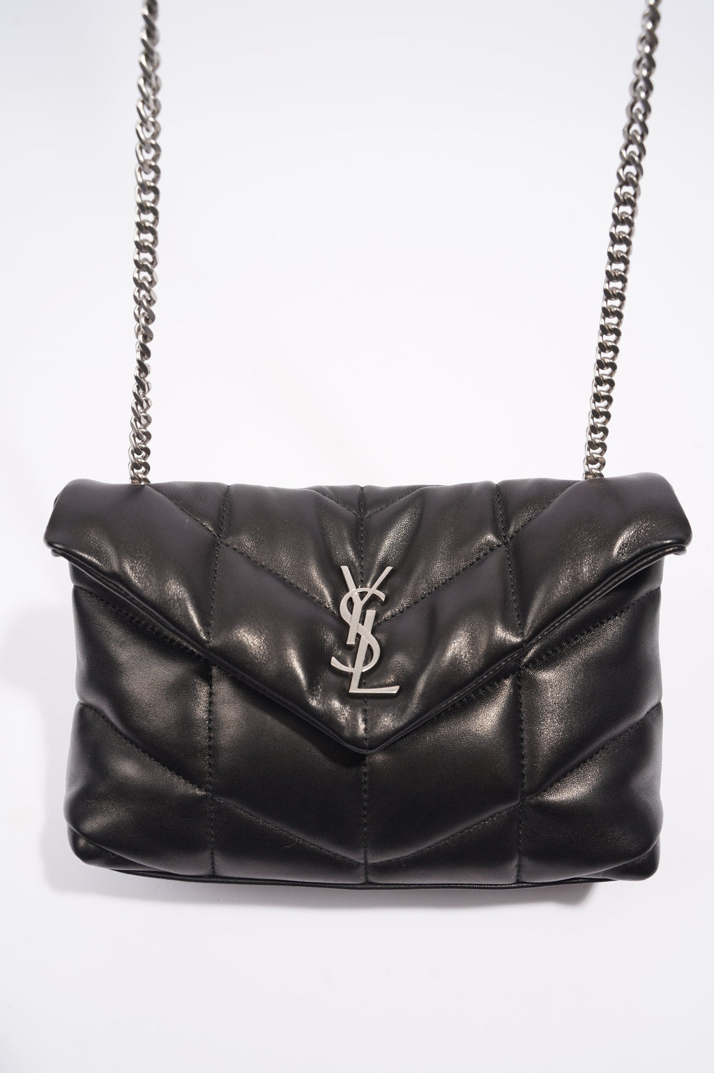 Saint Laurent Womens Lou Lou Puffer Crossbody Bag Black Leather Toy