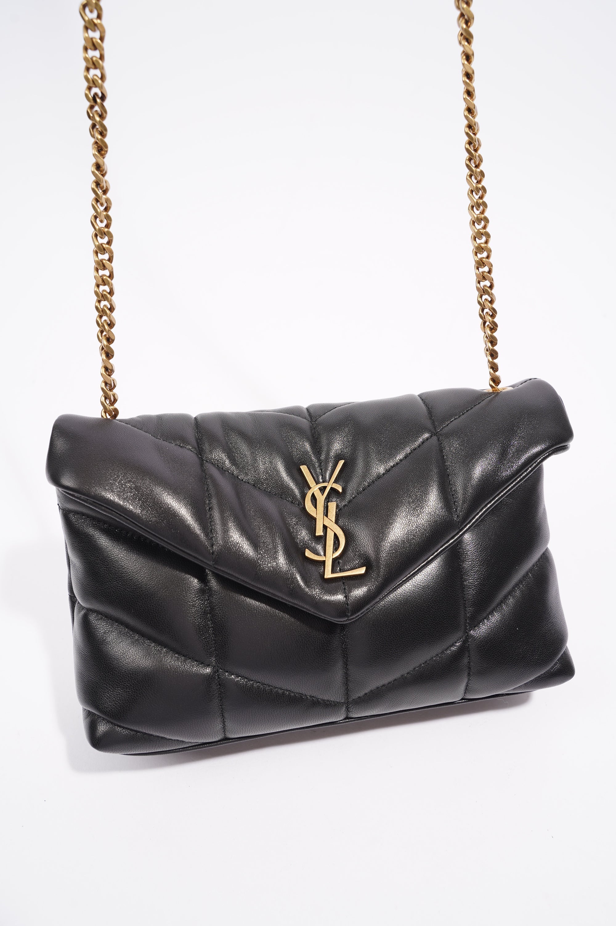 Saint Laurent Womens Loulou Toy Puffer Bag Black