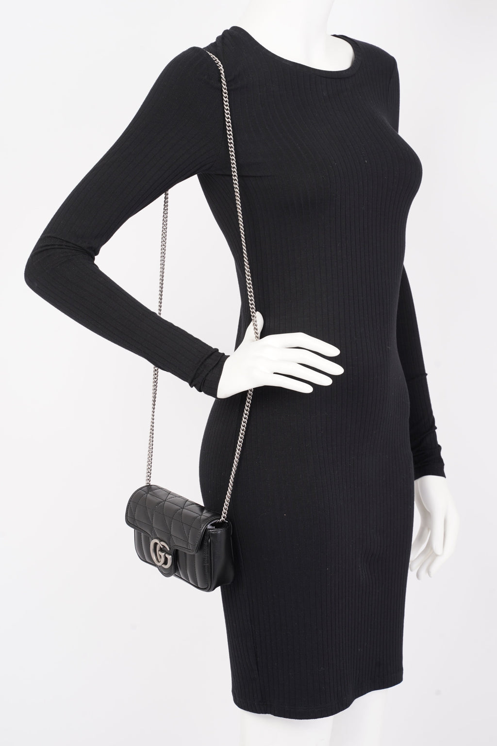 Gucci Marmont Flap Black Matelasse Leather Super Mini