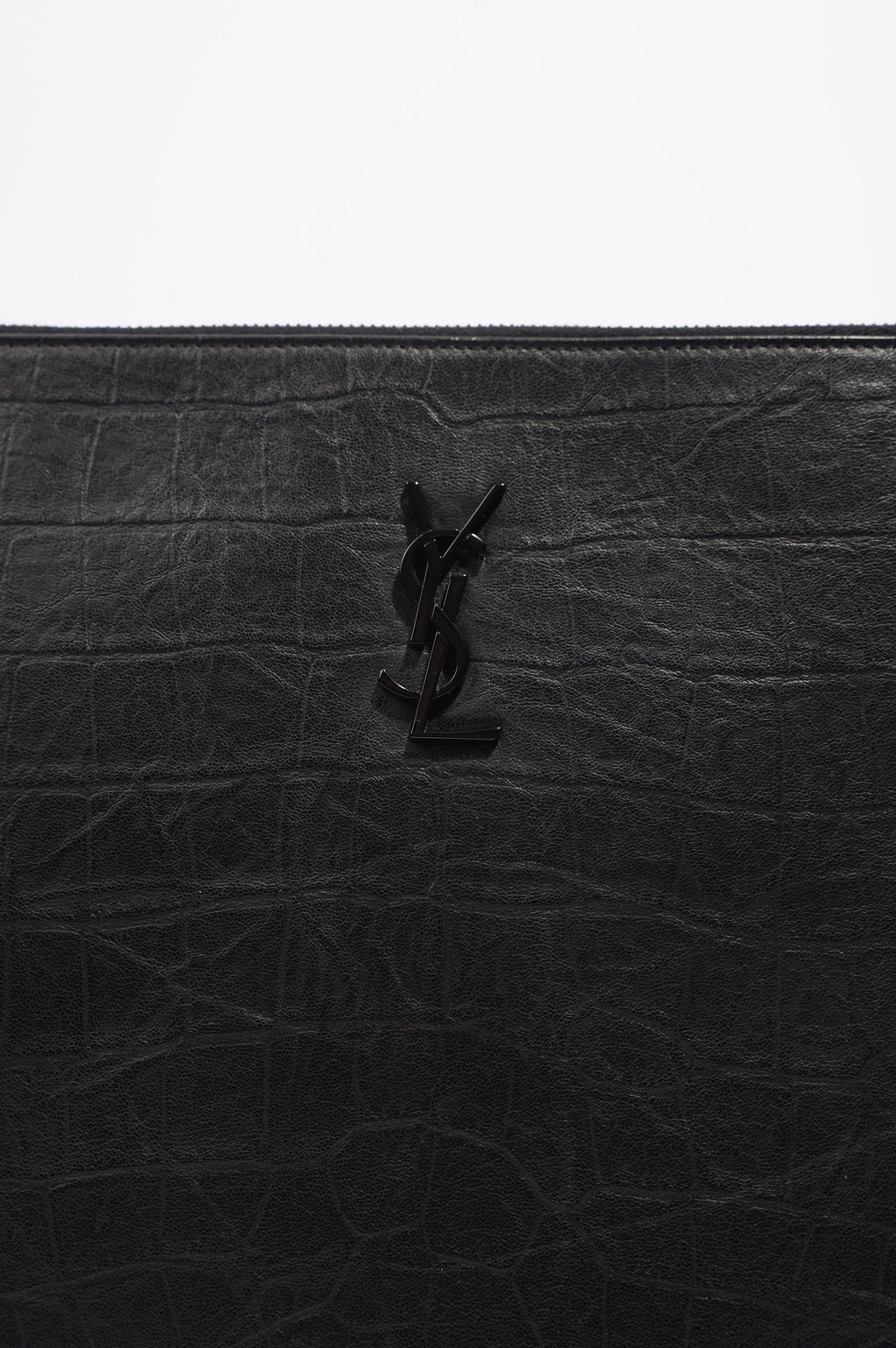 Saint Laurent Womens Clutch Black Leather Large