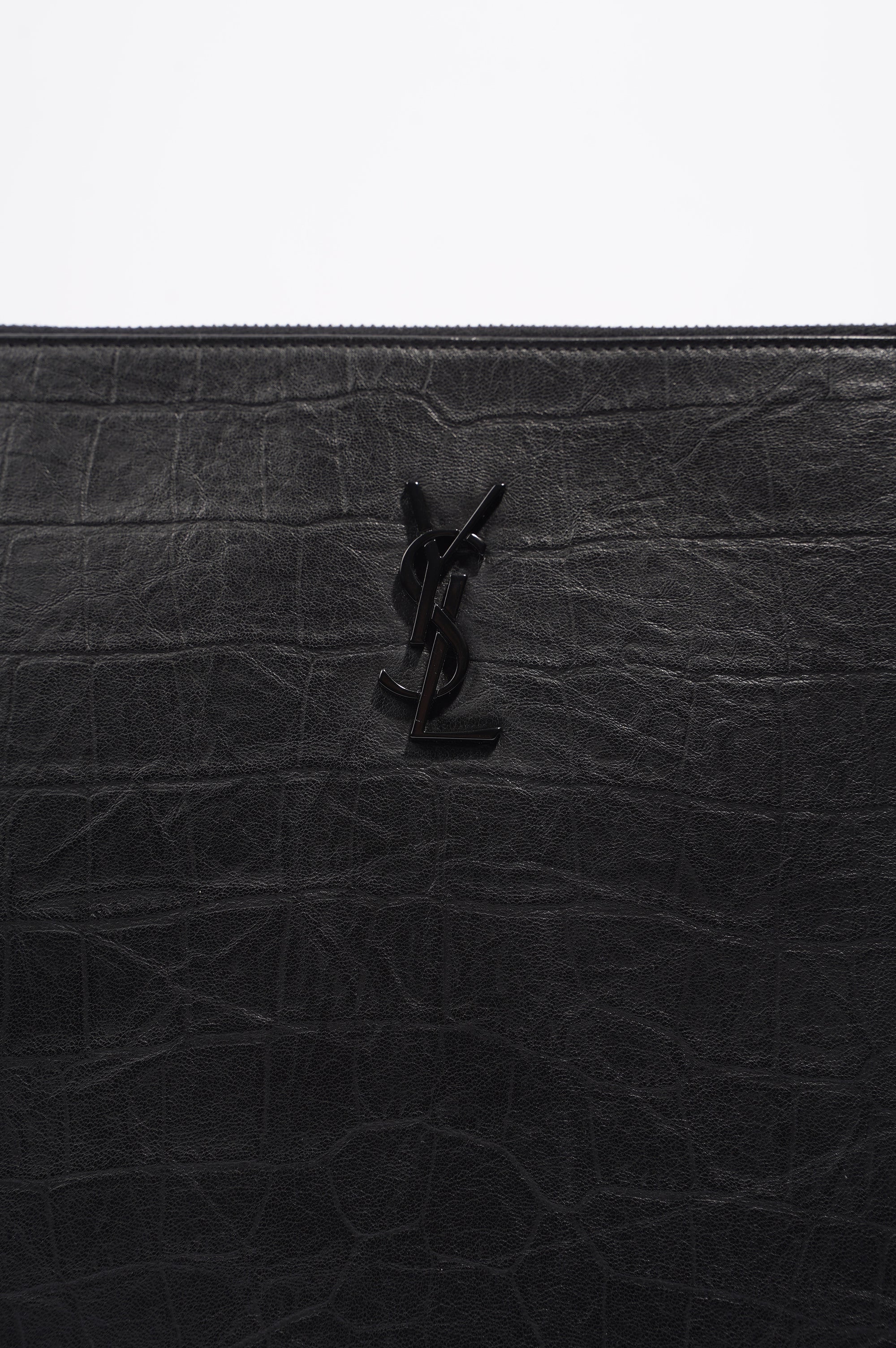 Saint Laurent Womens Clutch Black Leather Large