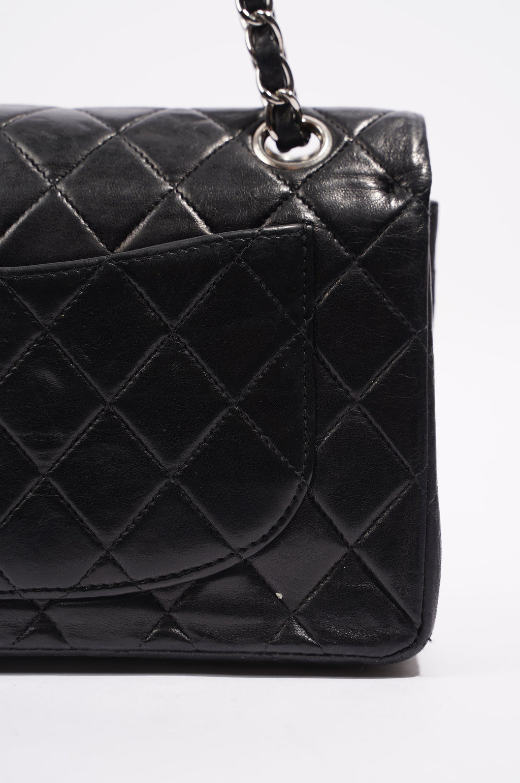 Chanel Womens Lambskin Double Flap Black Small