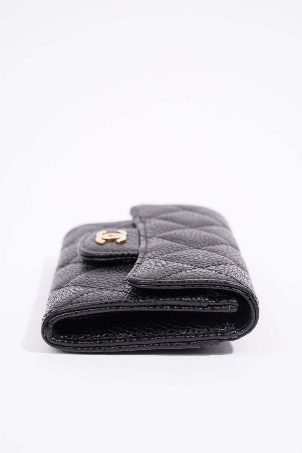 Chanel Womens Card Holder Black Caviar Leather