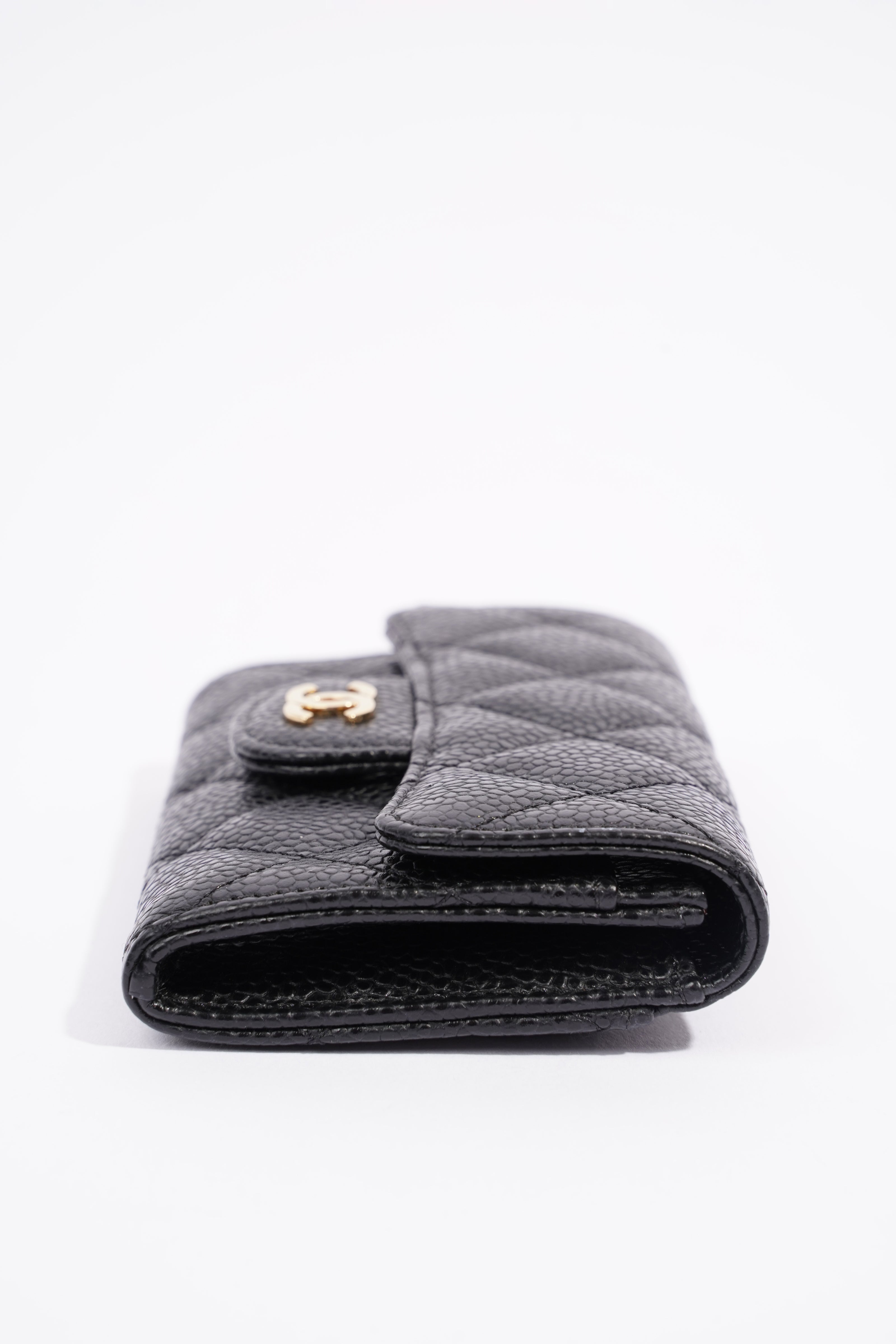Chanel Womens Card Holder Black Caviar Leather