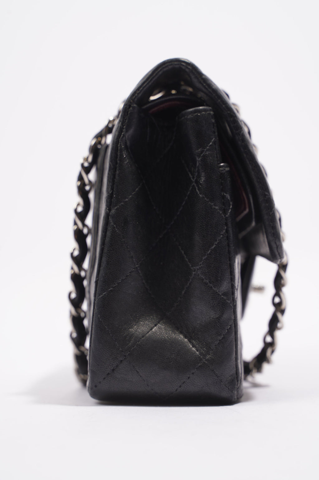 Chanel Womens Lambskin Double Flap Black Small
