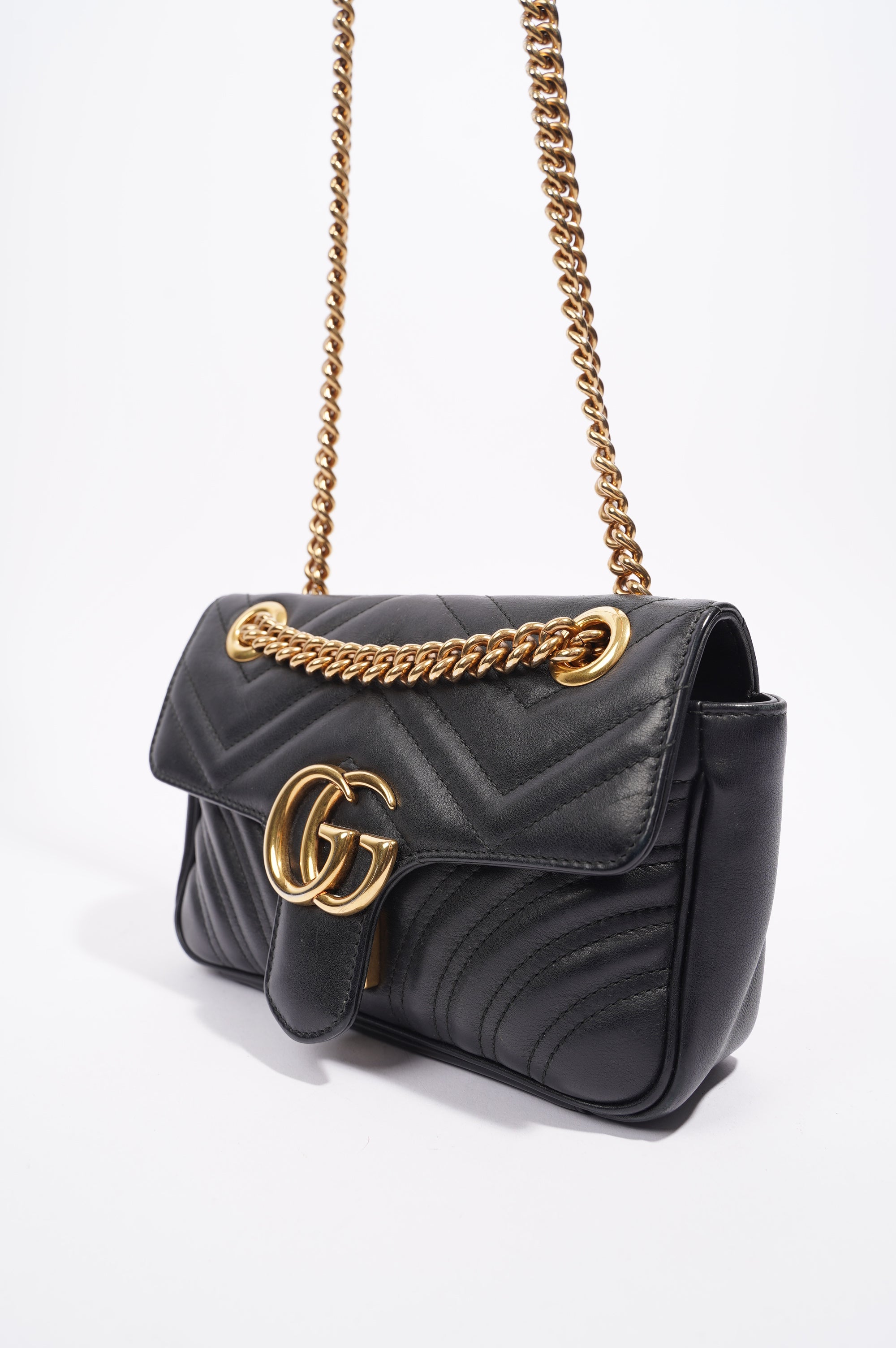 Gucci Womens GG Marmont Flap Bag Black Mini