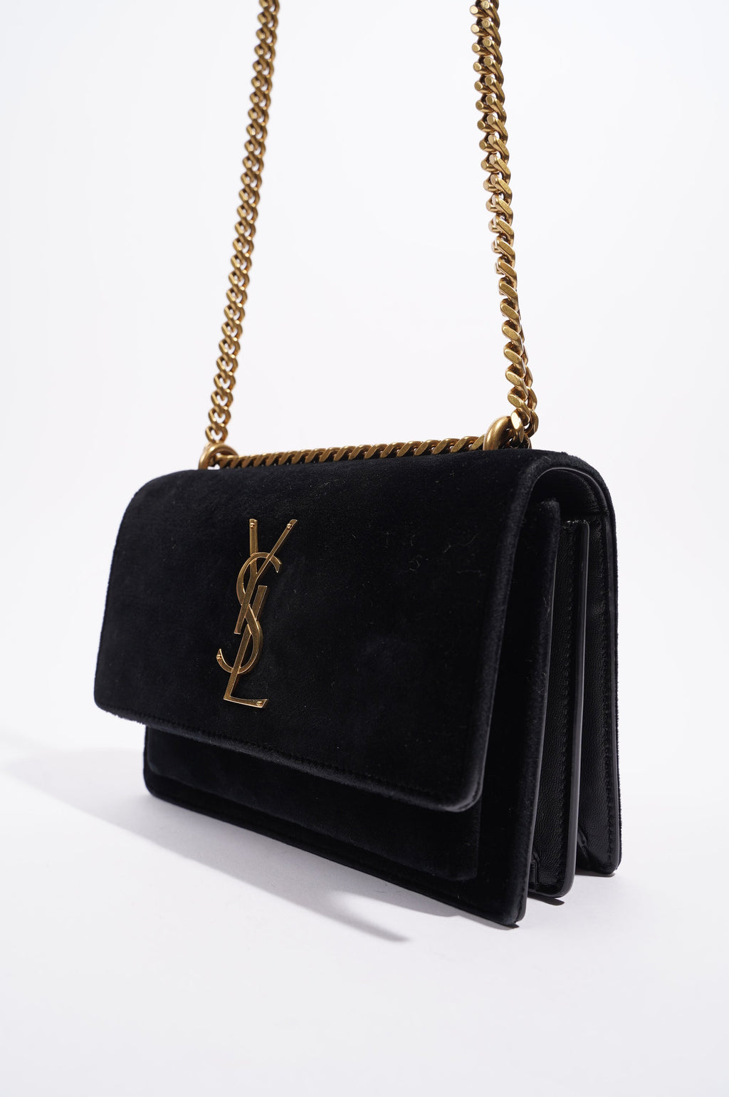 Saint Laurent Womens Sunset Black Velvet Small