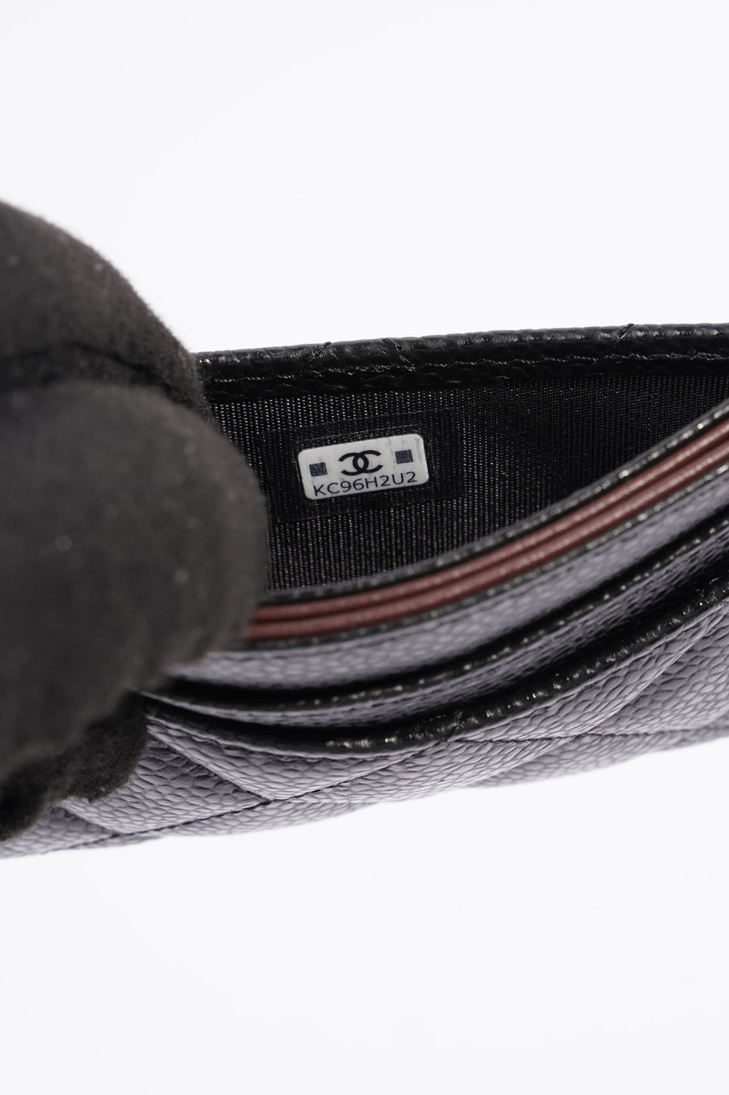 Chanel Womens Card Holder Black Caviar