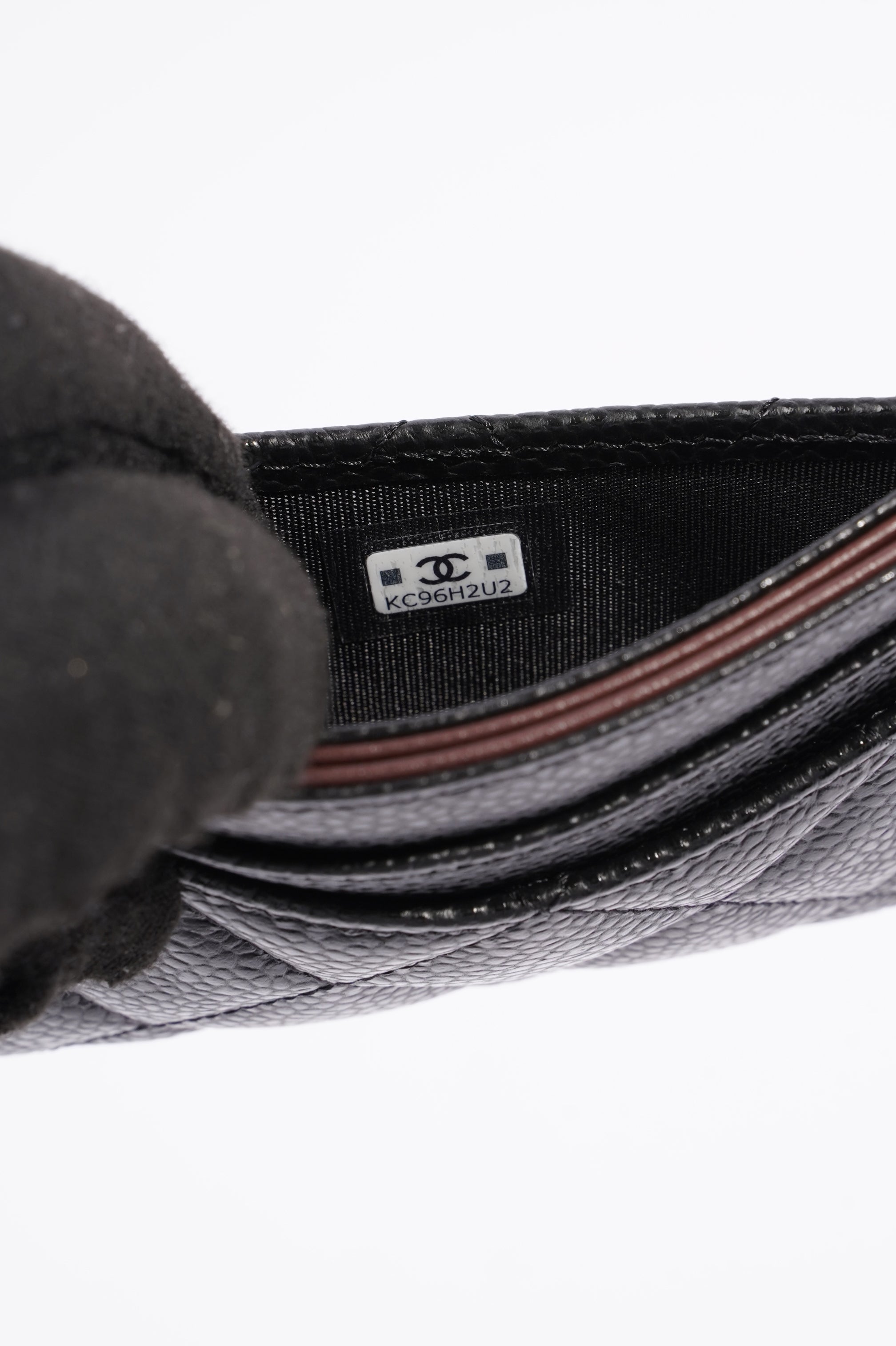 Chanel Womens Card Holder Black Caviar