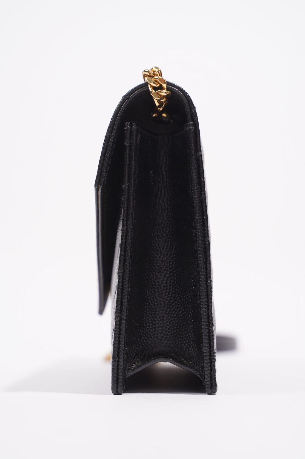 Saint Laurent Womens Cassandre Wallet on Chain Black Leather