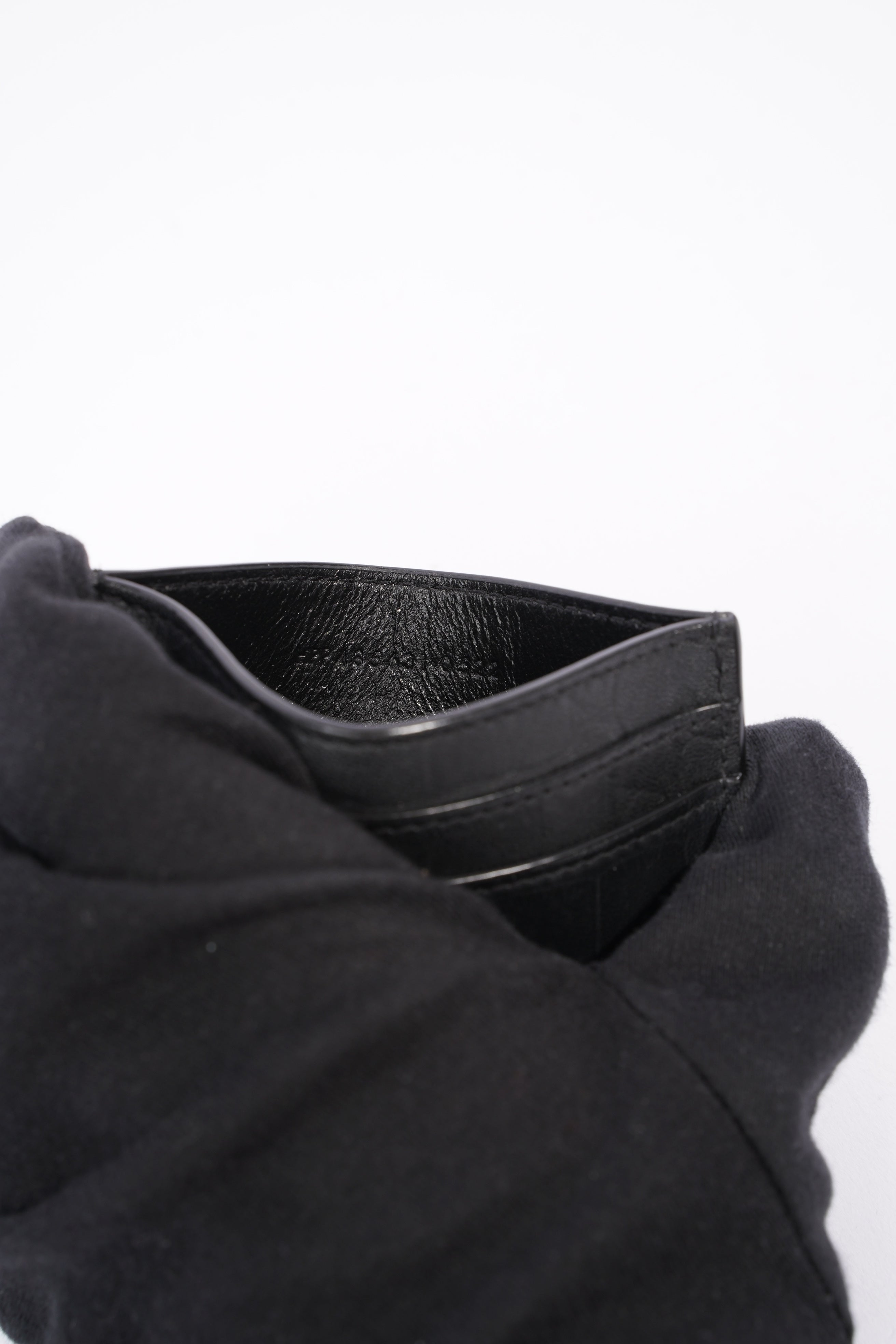 Saint Laurent Womens Card Holder Black Croc Leather