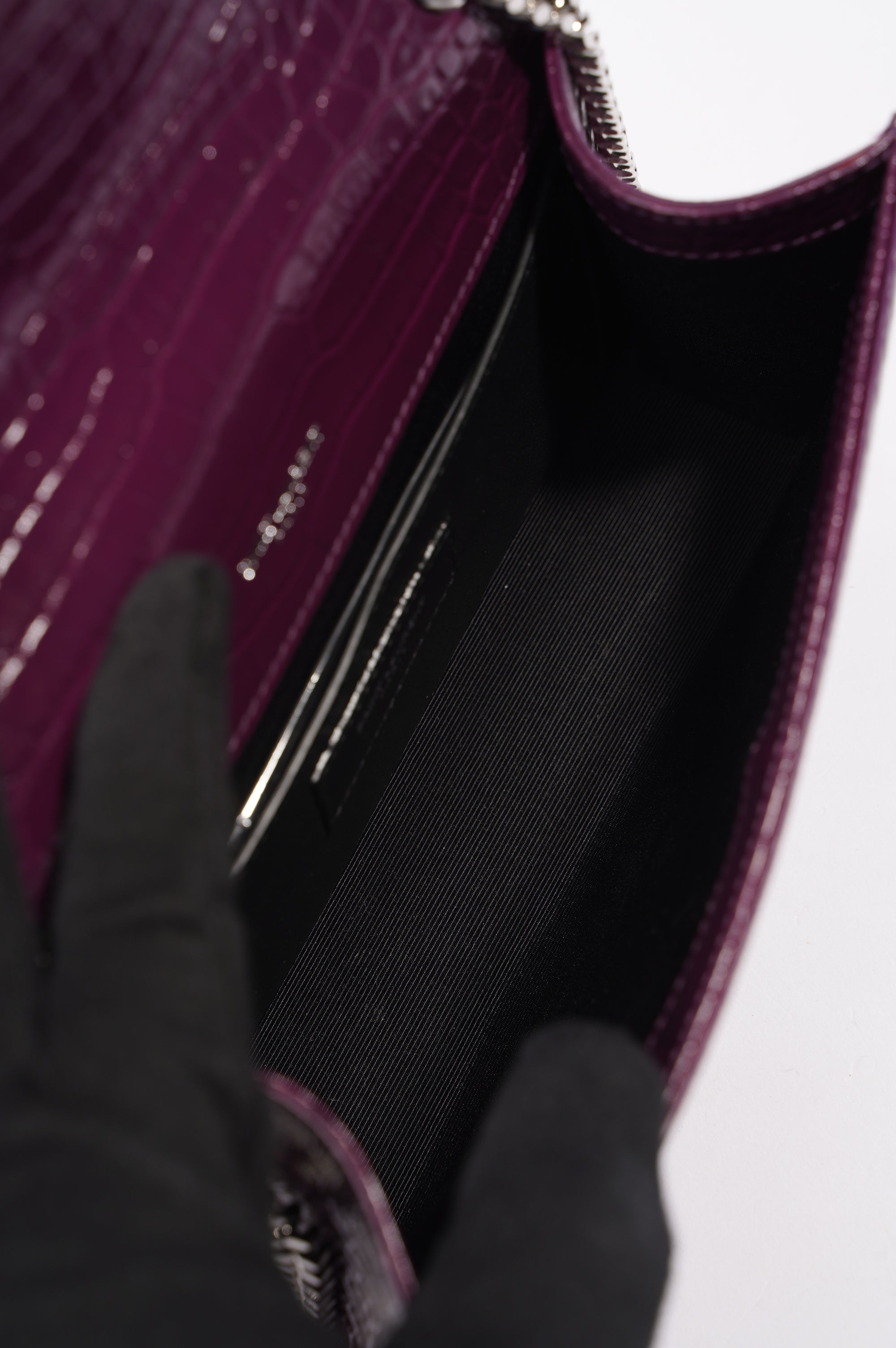 Saint Laurent Kate Tassle Bag Burgundy Croc Small