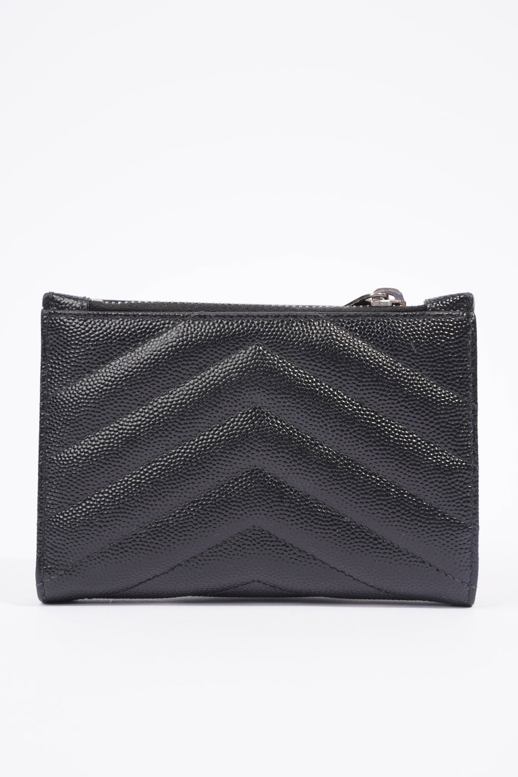 Saint Laurent Womens Quilted Bifold Wallet Black Leather Small
