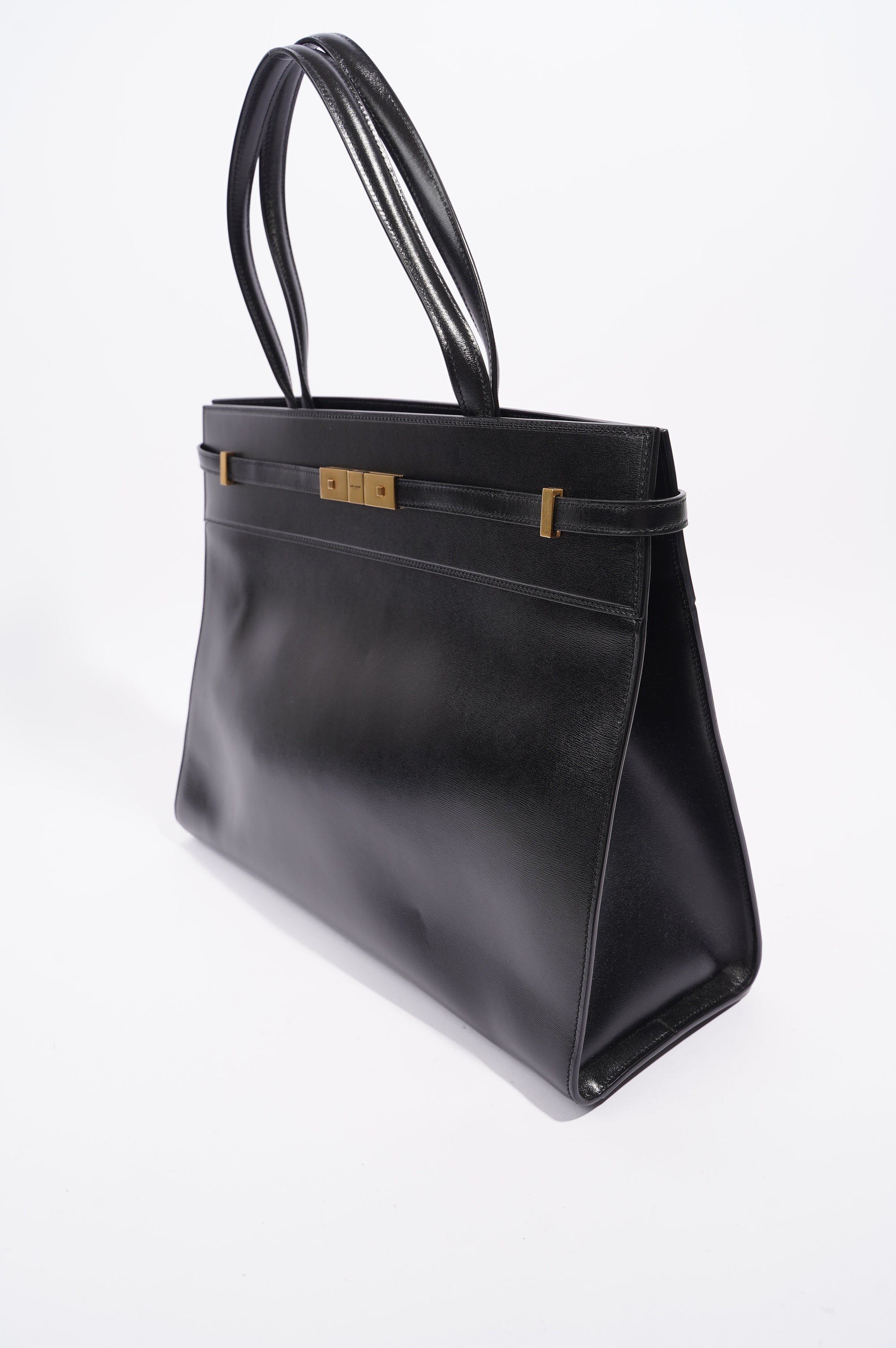 Saint Laurent Womens Manhattan Shopping Bag Black Gold Medium