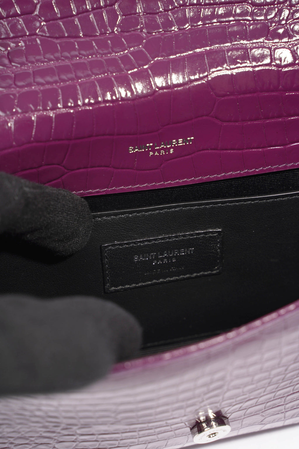 Saint Laurent Kate Tassle Bag Burgundy Croc Small
