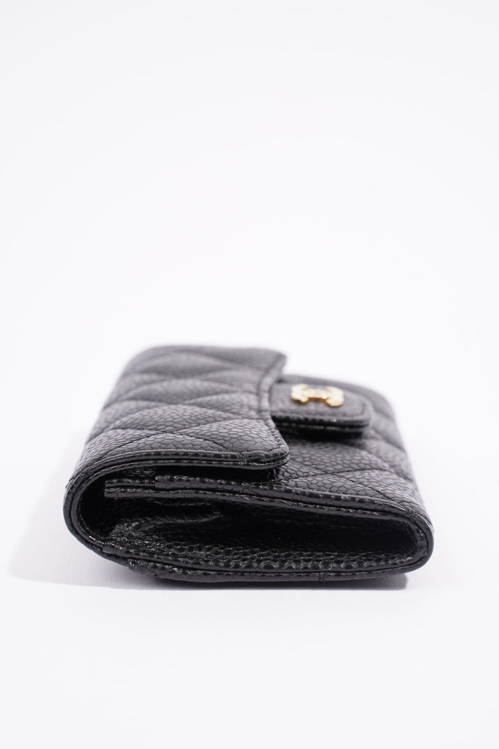 Chanel Womens Card Holder Black Caviar Leather