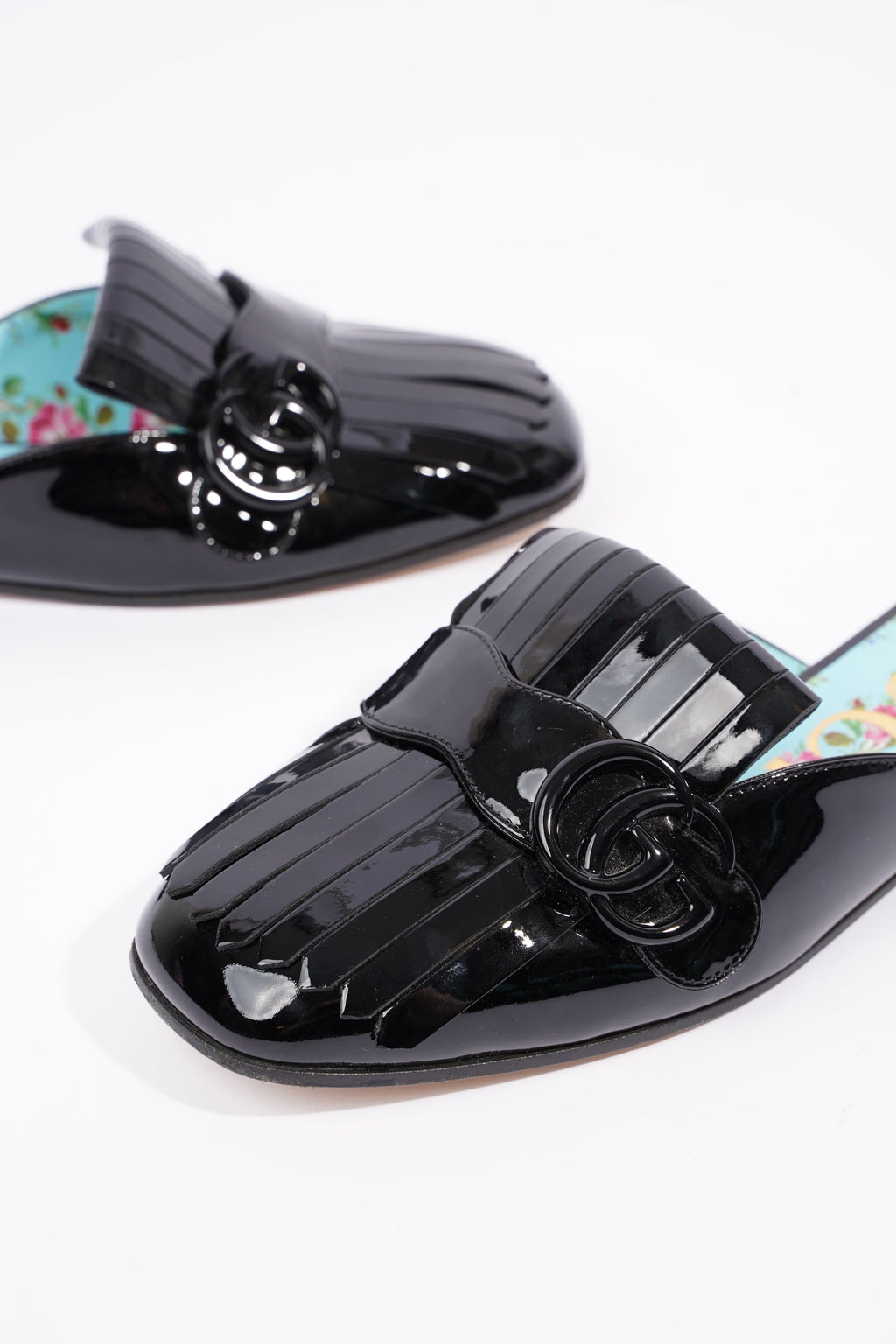 Gucci Womens Vernis Leather Sandal Black EU 37.5 / UK 4.5