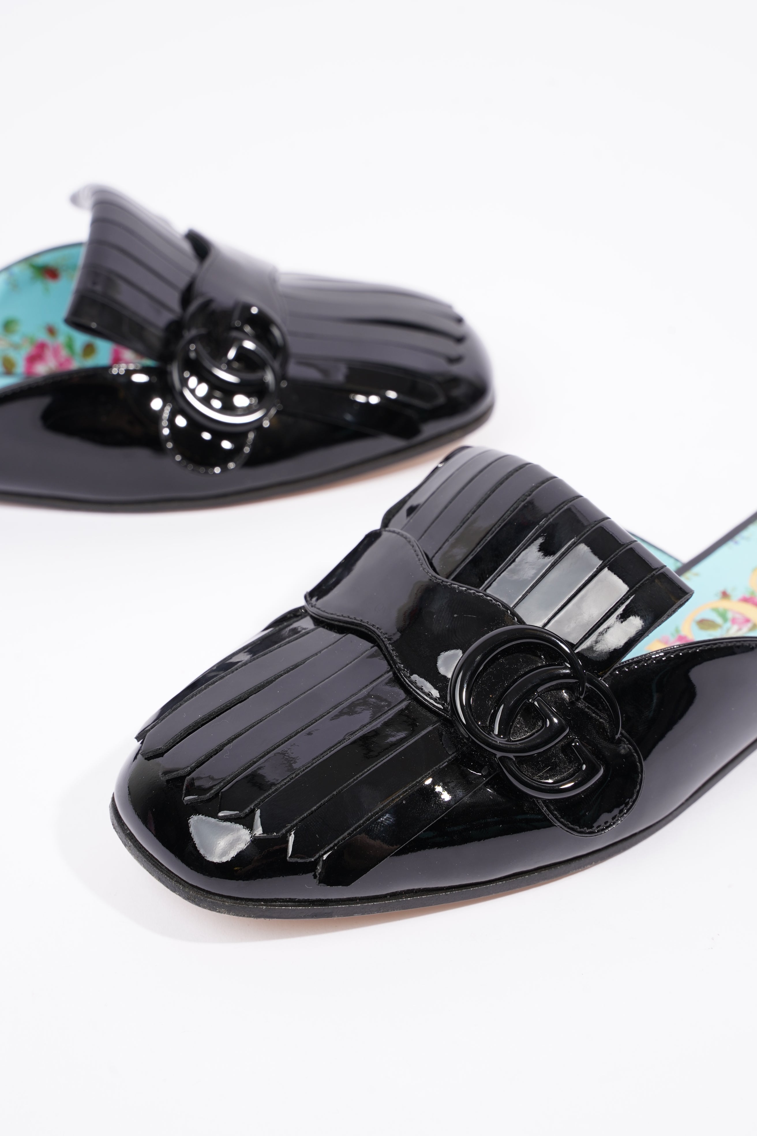Gucci Womens Vernis Leather Sandal Black EU 37.5 / UK 4.5