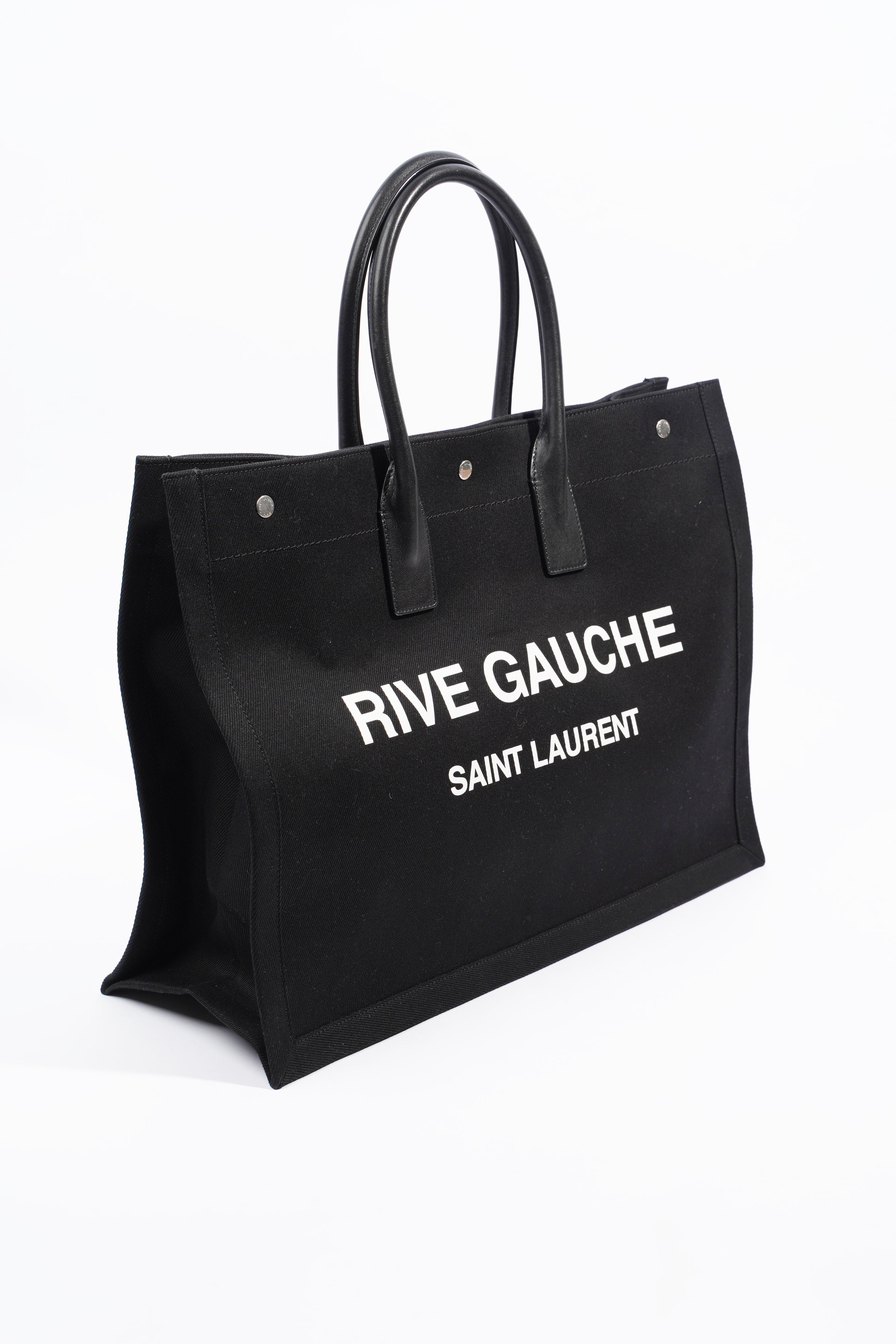Saint Laurent Rive Gauche Tote Black Canvas Large