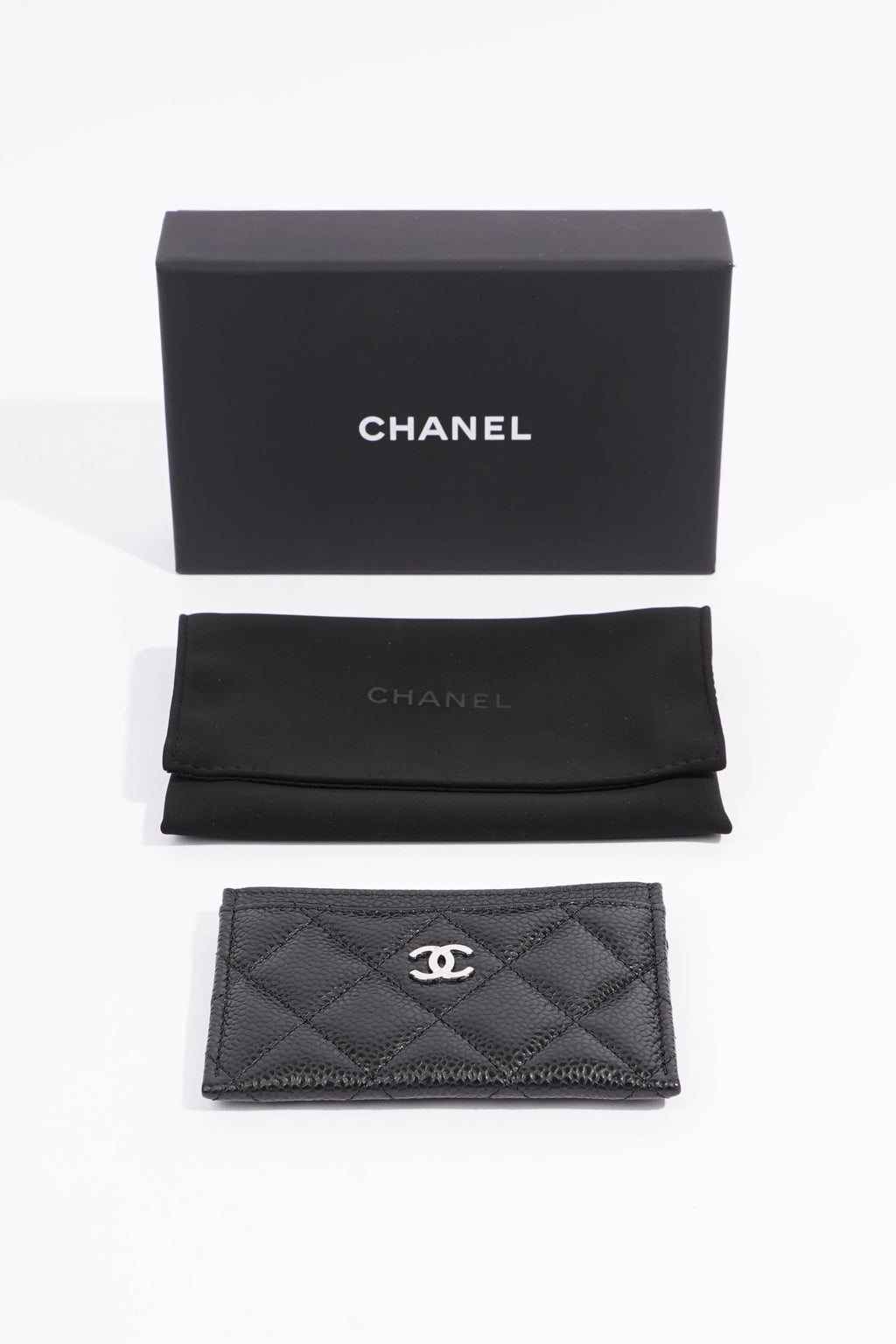 Chanel Womens Card Holder Black Caviar