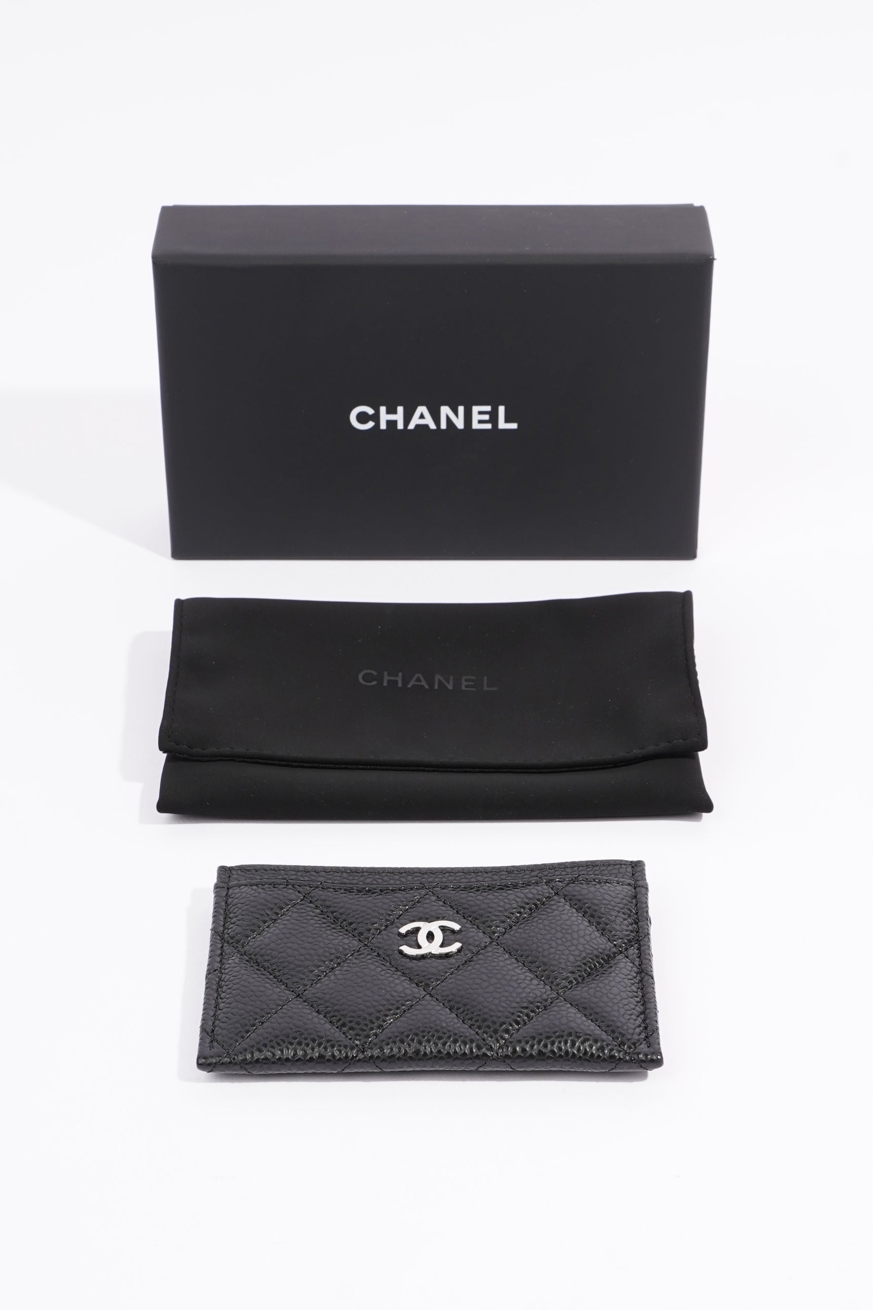 Chanel Womens Card Holder Black Caviar