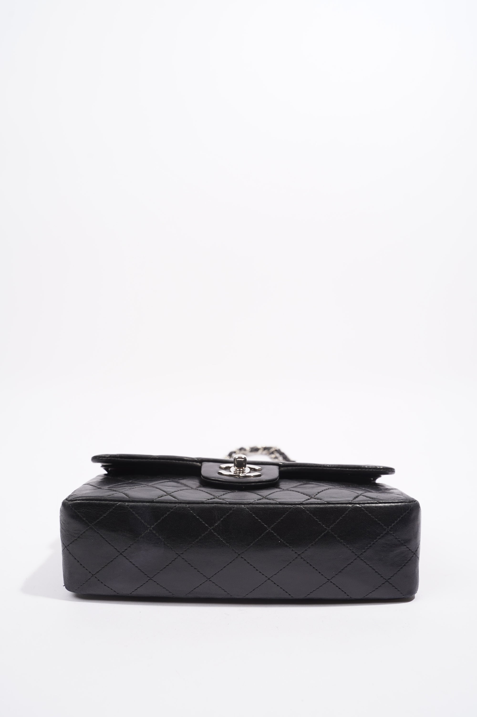 Chanel Womens Lambskin Double Flap Black Small