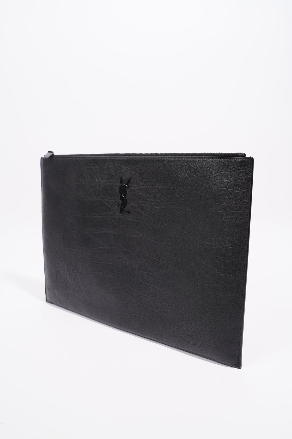 Saint Laurent Womens Clutch Black Leather Large