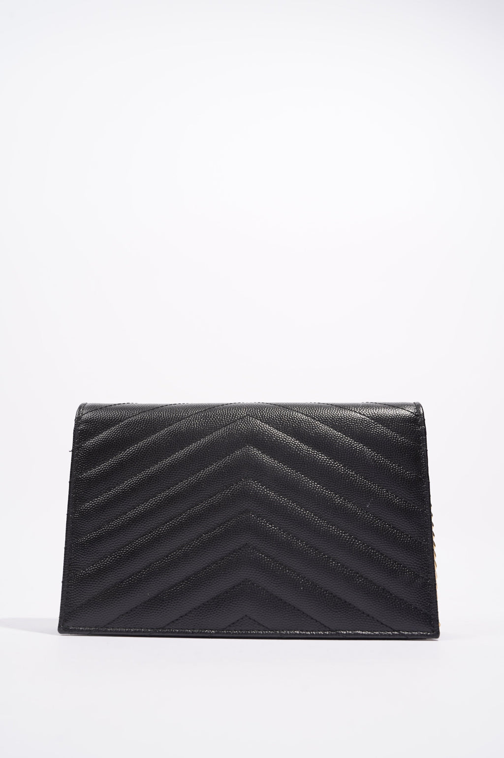 Saint Laurent Womens Cassandre Wallet on Chain Black Leather