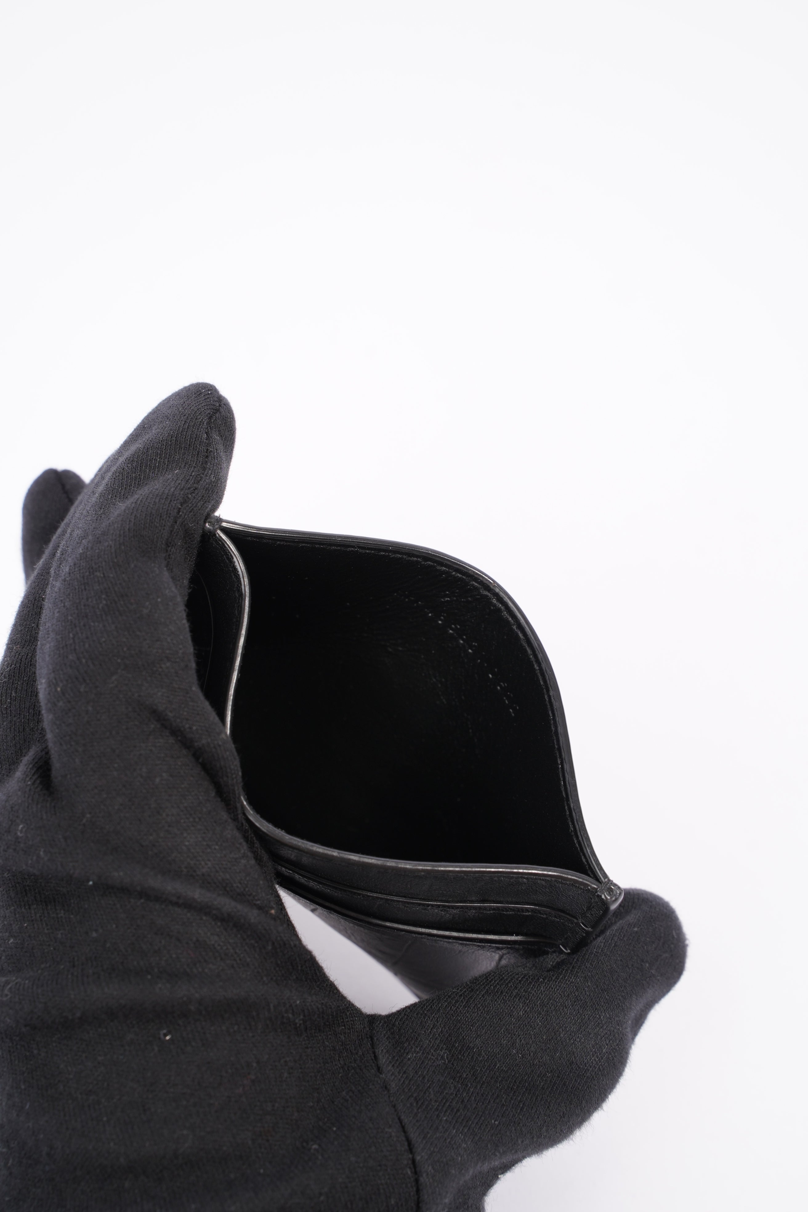 Saint Laurent Womens Card Holder Black Croc Leather