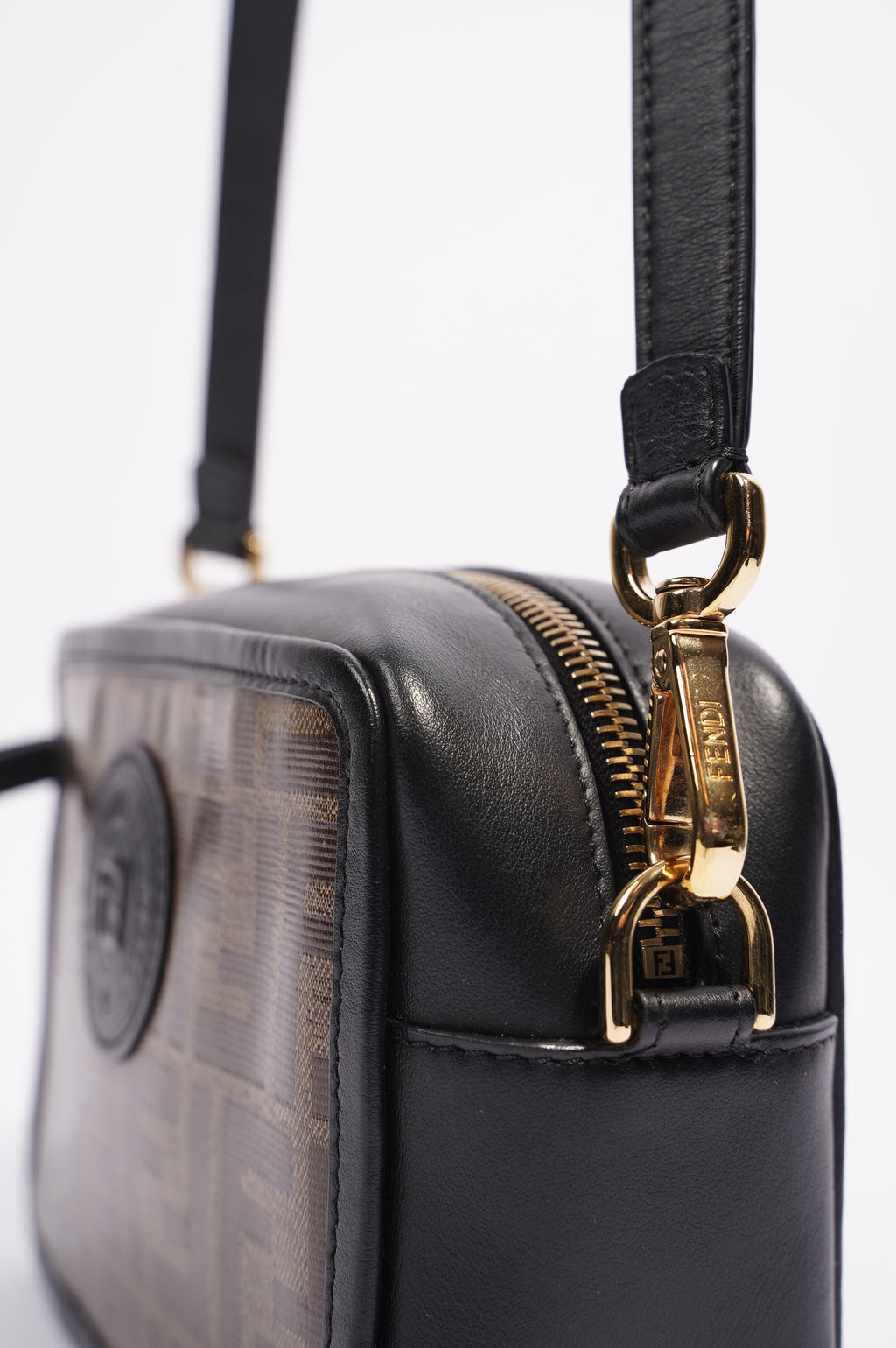 Fendi Womens Camera Bag Monogram / Black Canvas / Leather Mini