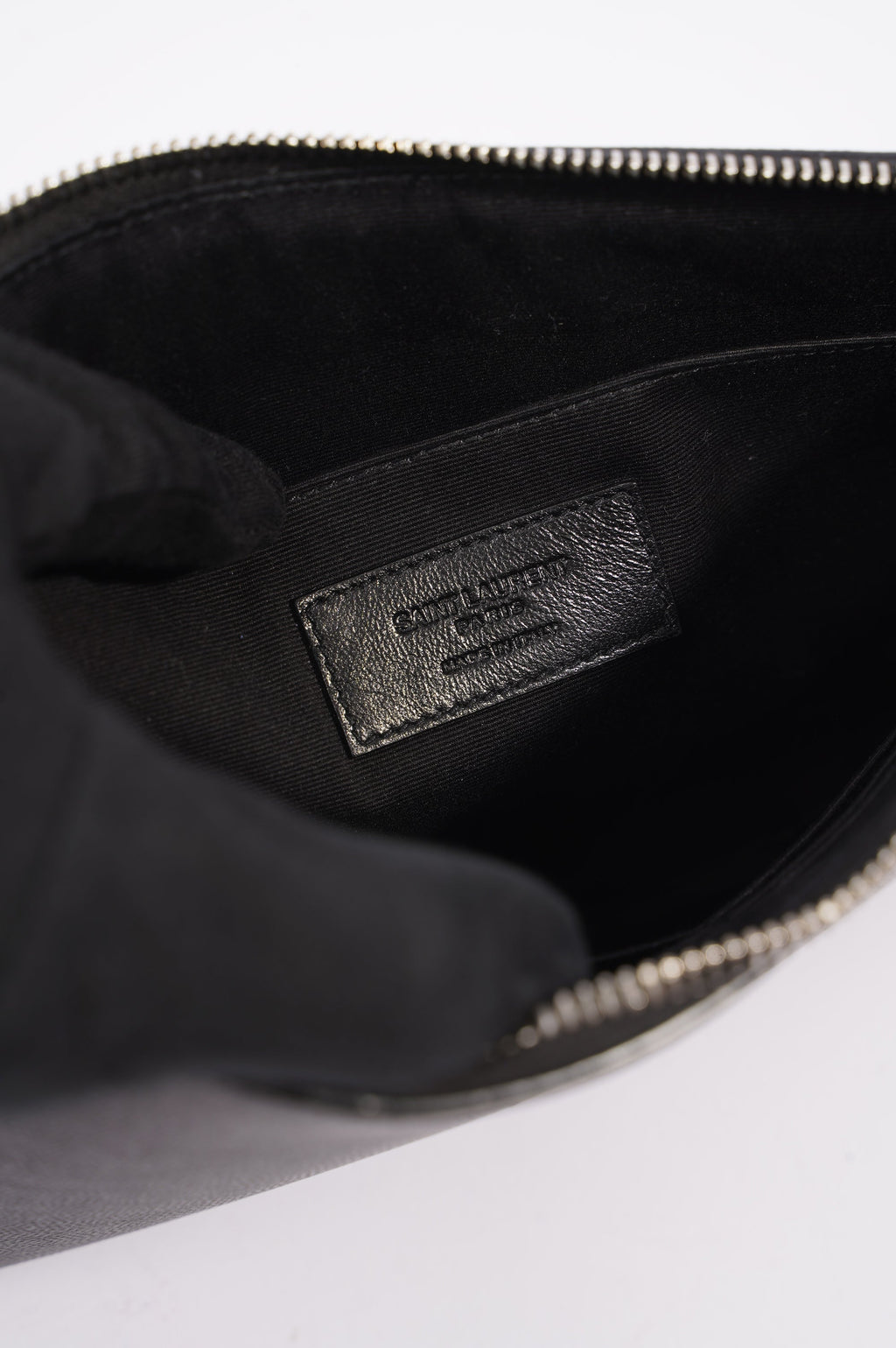 Saint Laurent Womens Paris Logo Stamp Pouch Black