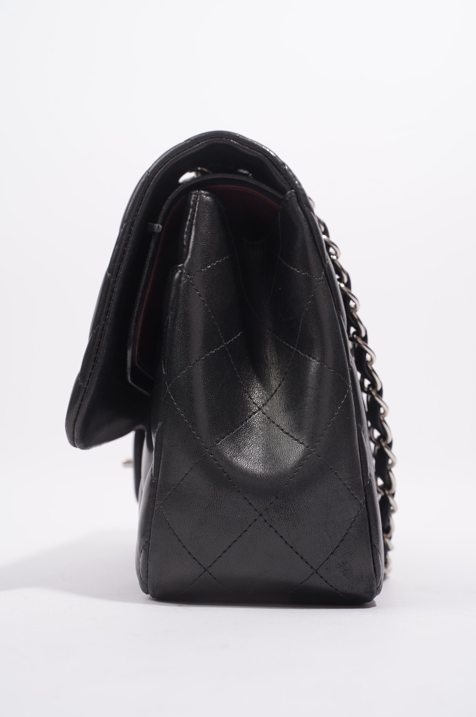 Chanel Double Flap Bag Black Lambskin Leather Large