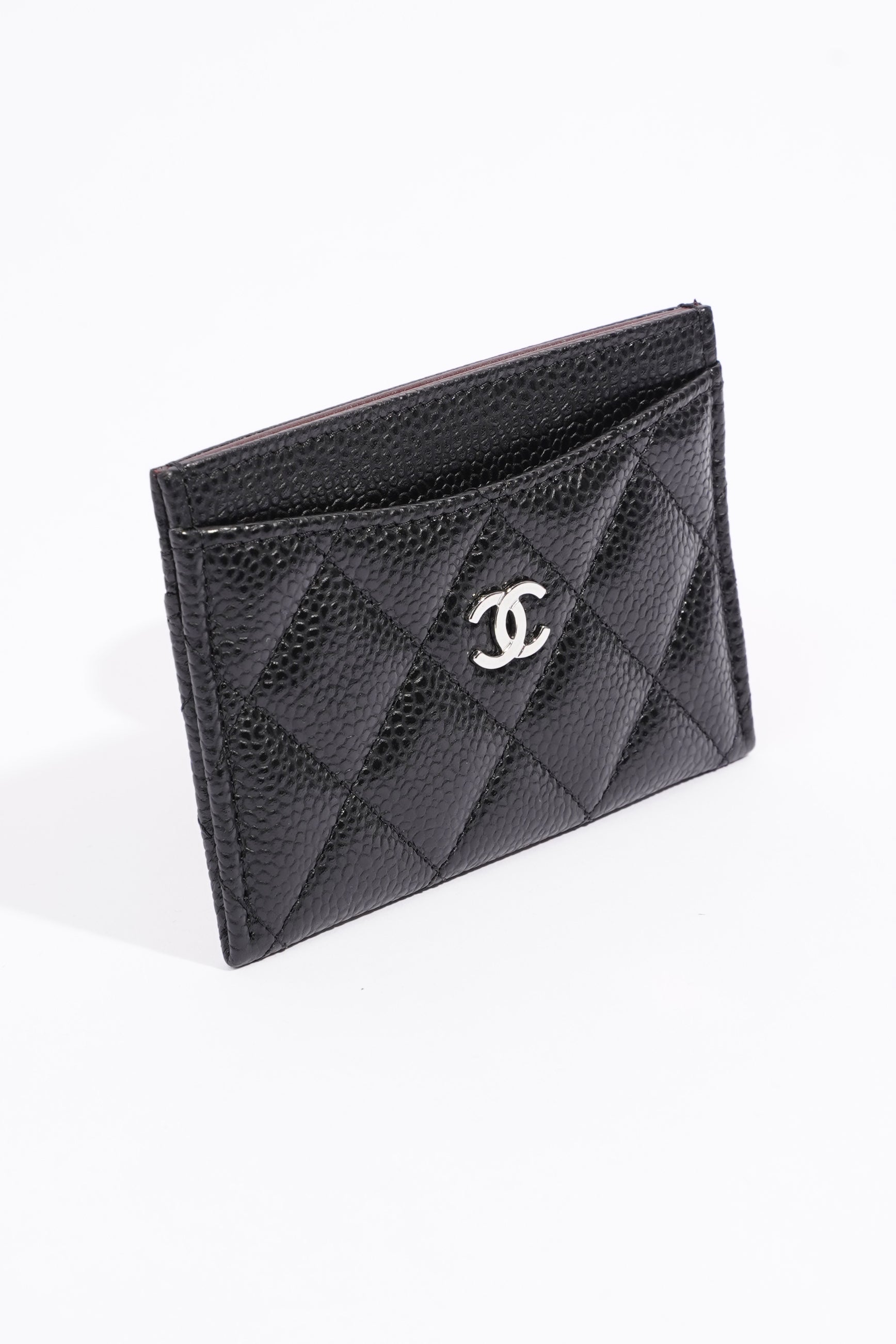 Chanel Womens Card Holder Black Caviar