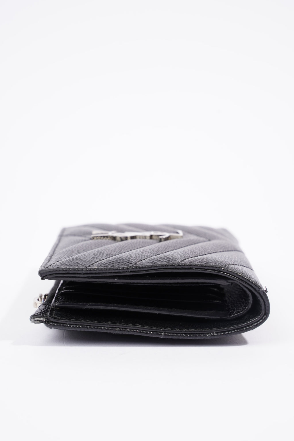 Saint Laurent Womens Quilted Bifold Wallet Black Leather Small