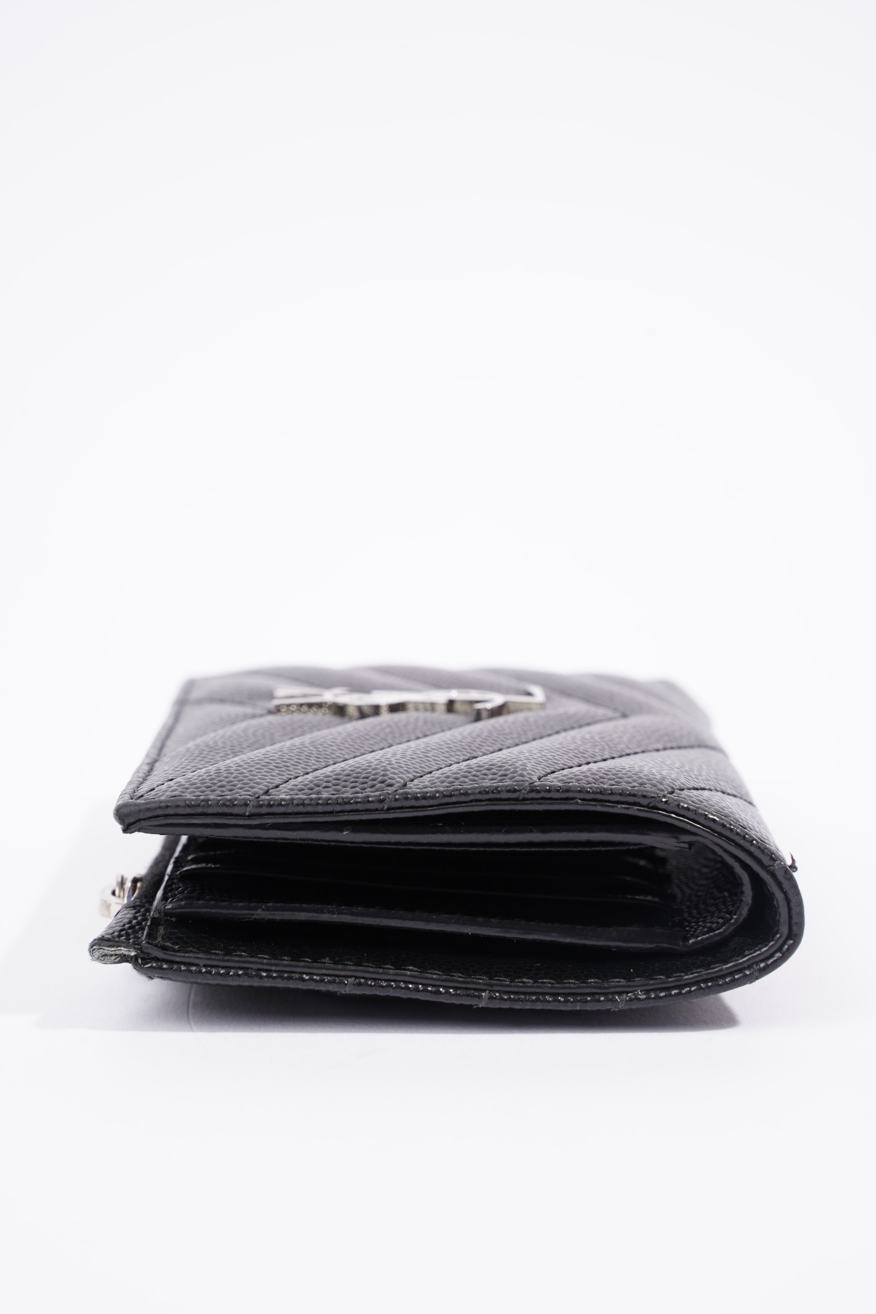 Saint Laurent Womens Quilted Bifold Wallet Black Leather Small