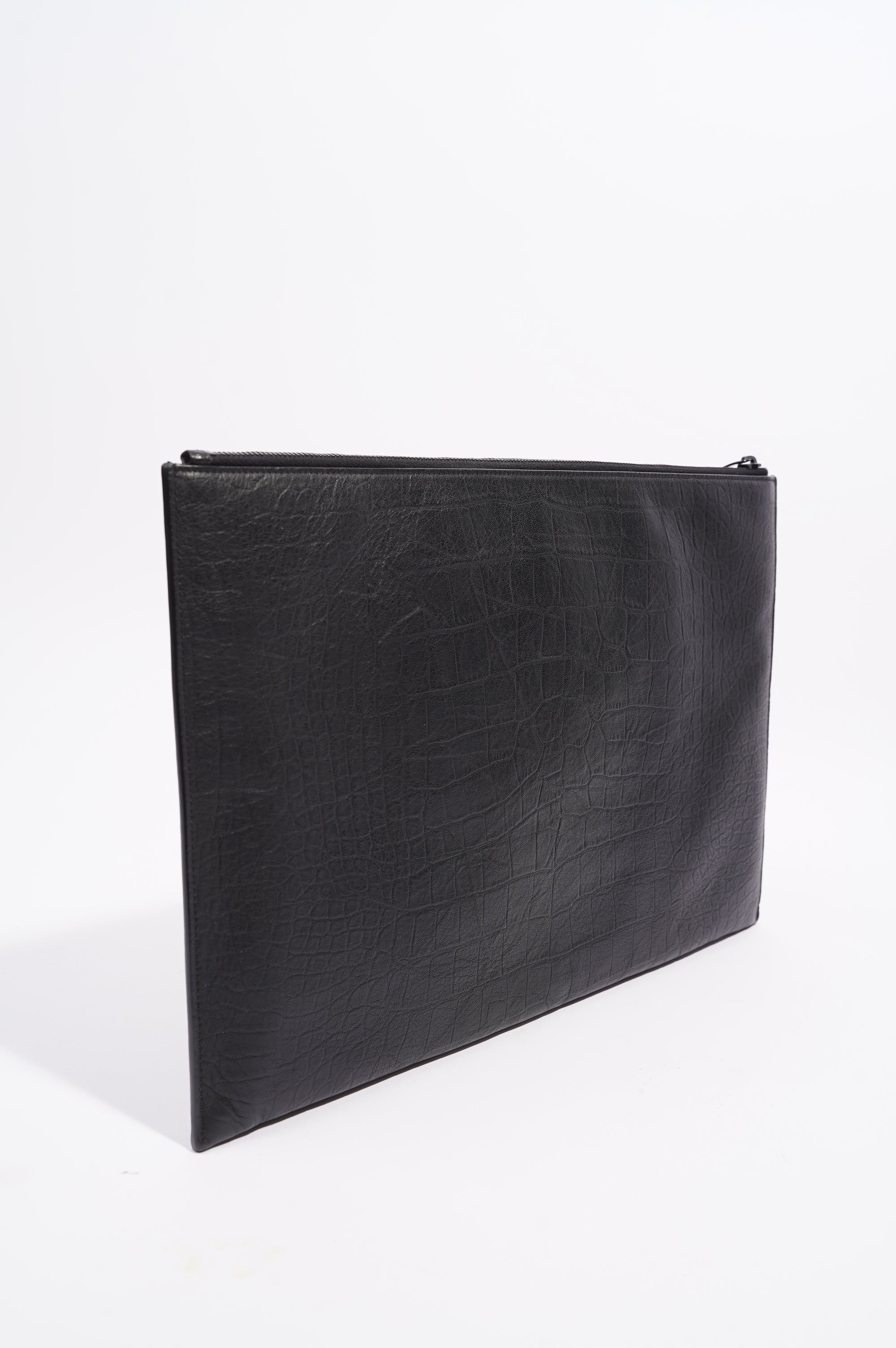 Saint Laurent Womens Clutch Black Leather Large