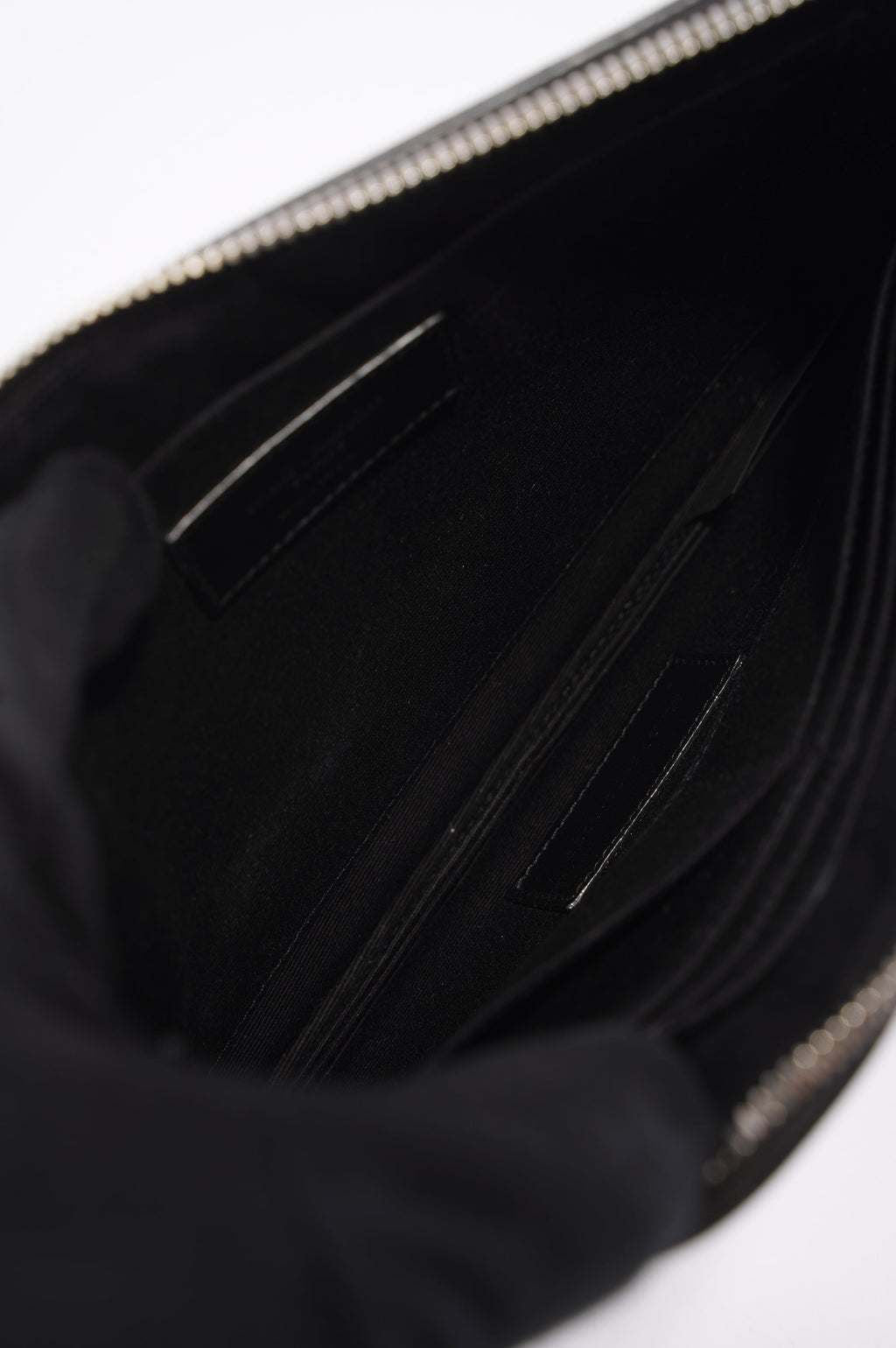 Saint Laurent Womens Paris Logo Stamp Pouch Black