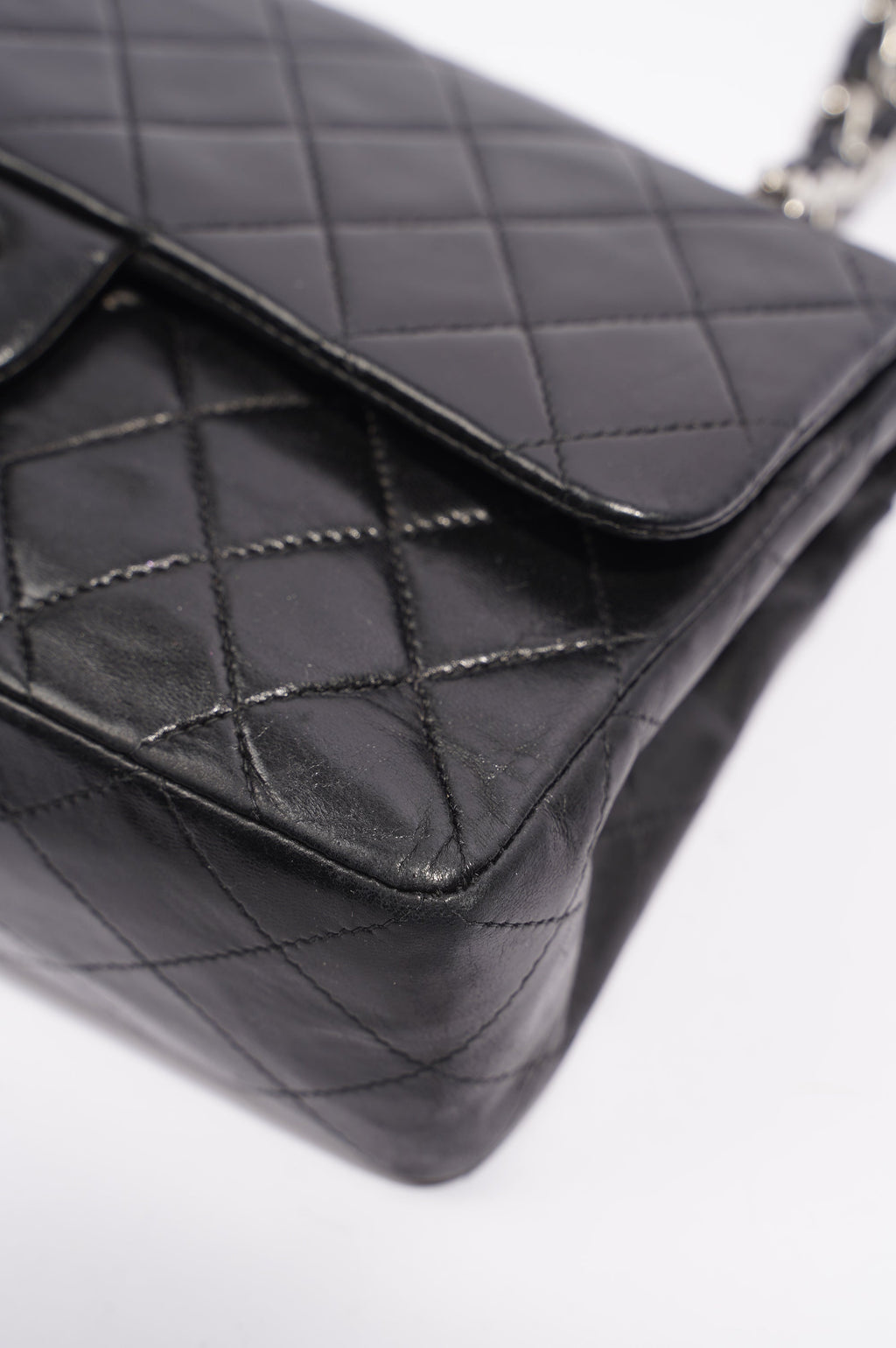 Chanel Womens Lambskin Double Flap Black Small