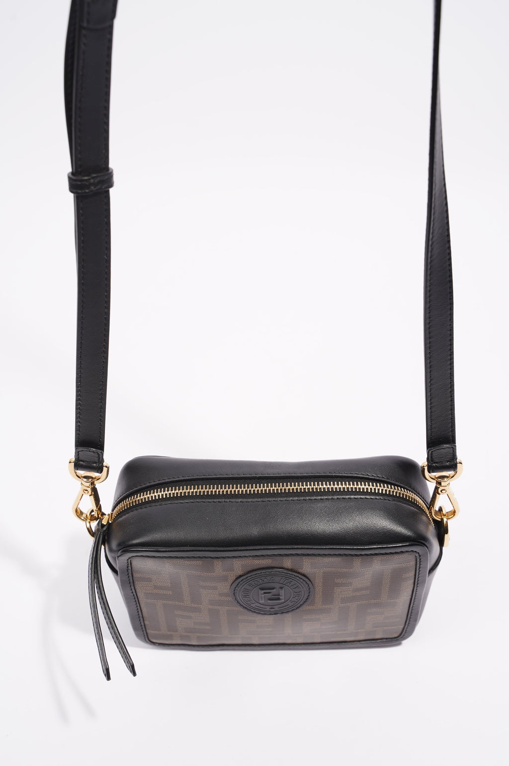 Fendi Womens Camera Bag Monogram / Black Canvas / Leather Mini